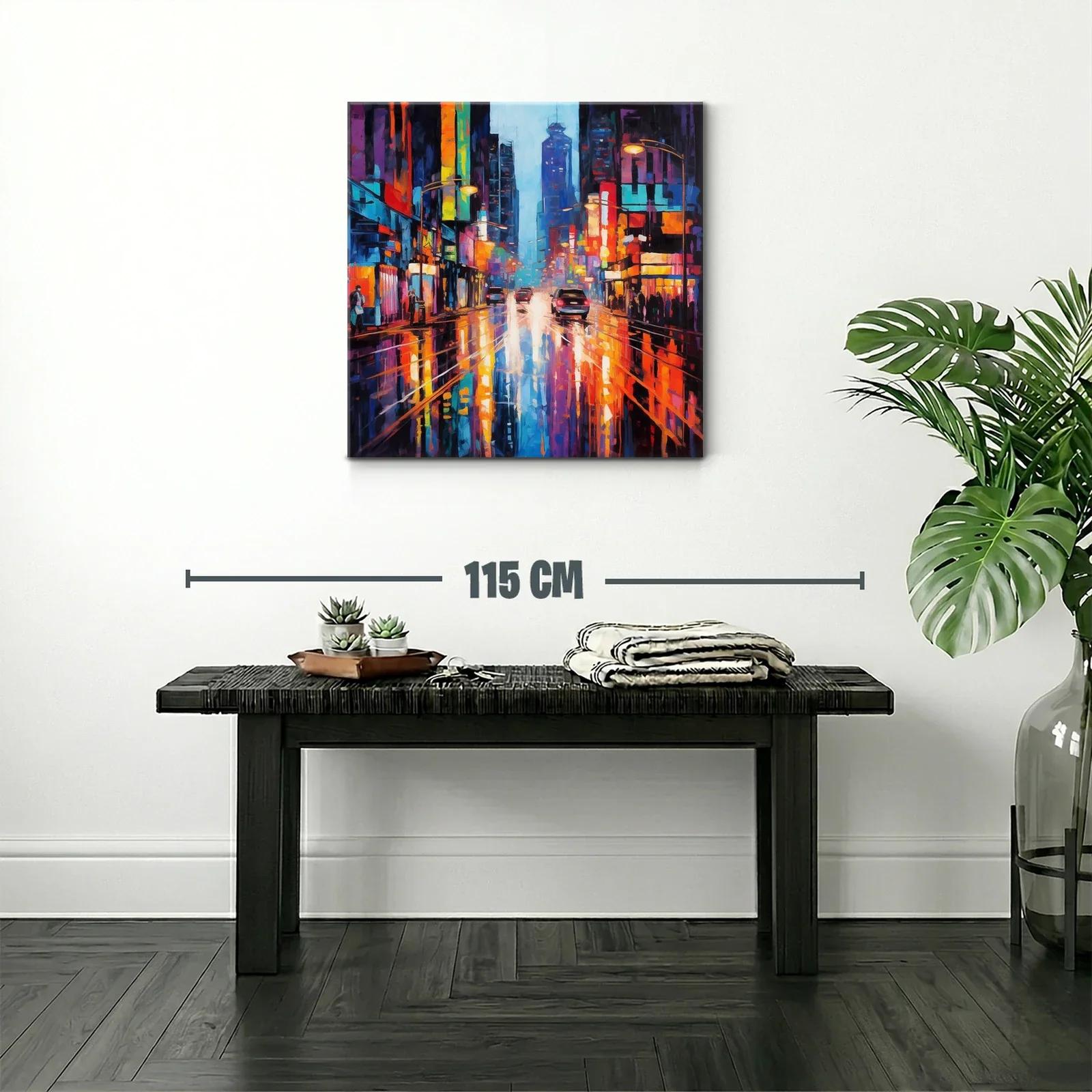 Ciudad vibrante con reflejos de luces de neón — miniatura 2