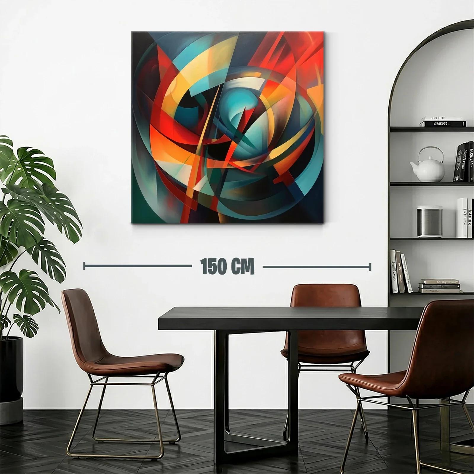 Composición abstracta vibrante con tonos cálidos y fríos — miniatura 2