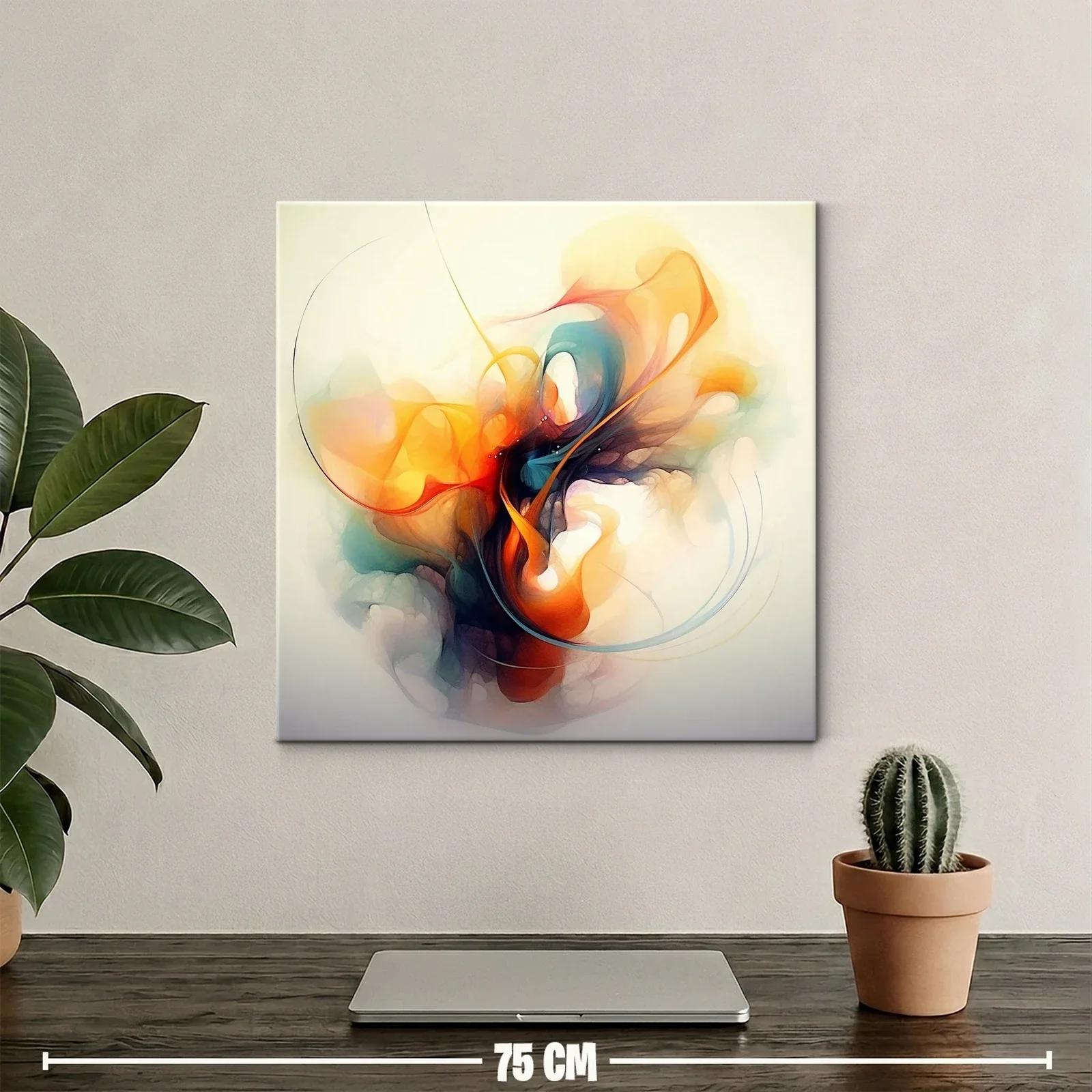 Cuadro abstracto con formas fluidas y tonos cálidos — miniatura 2