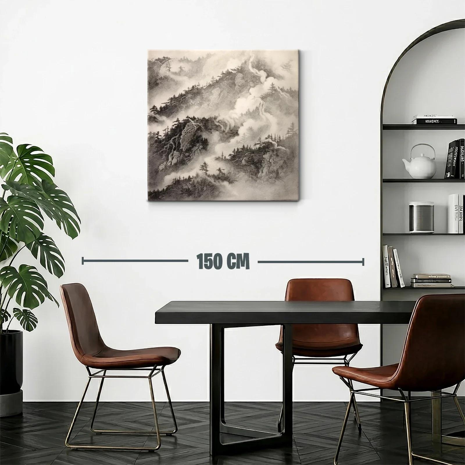 Paisaje de Montañas Nebulosas en Tonos Monocromáticos — miniatura 2
