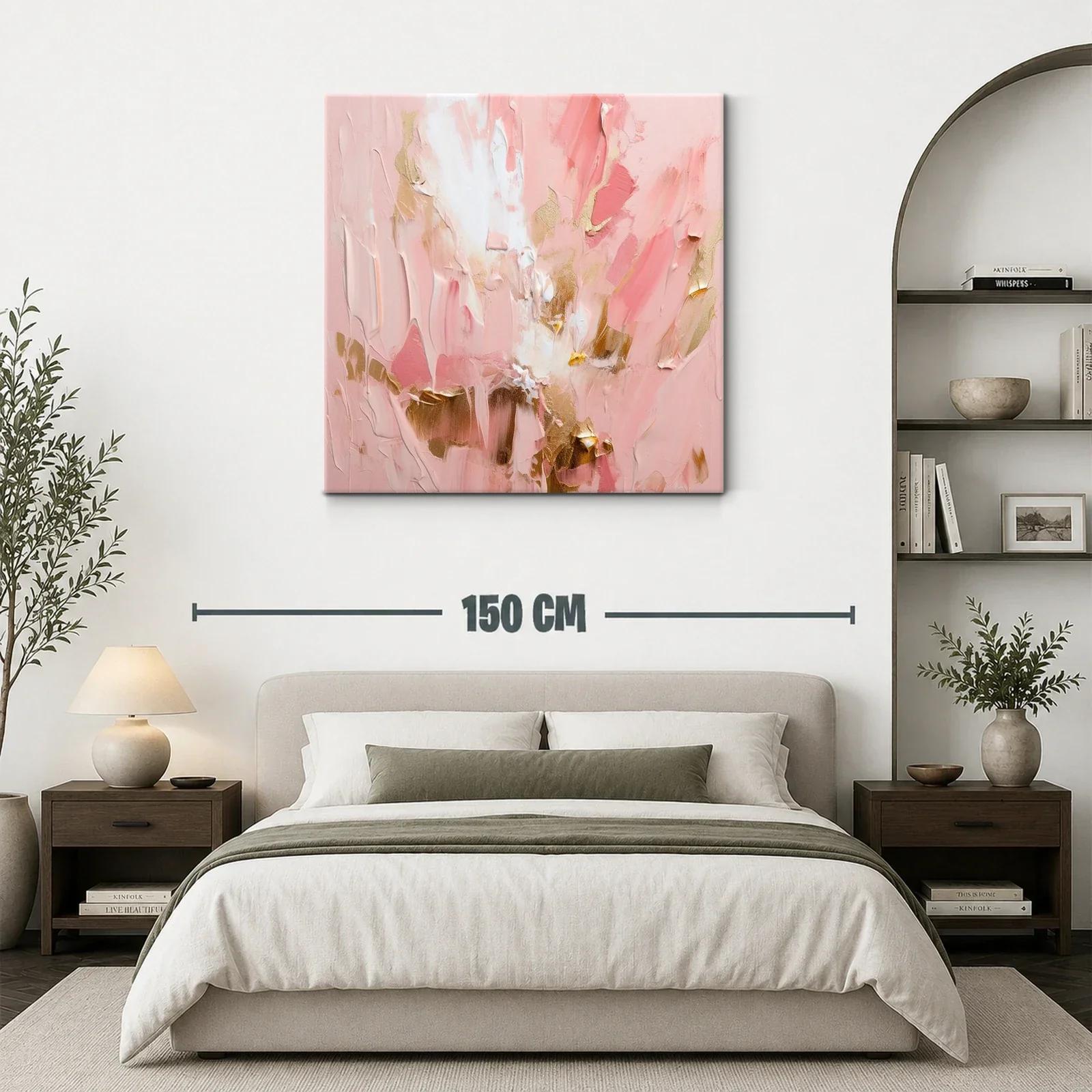 Cuadro abstracto en tonos rosas y dorados elegante — miniatura 3