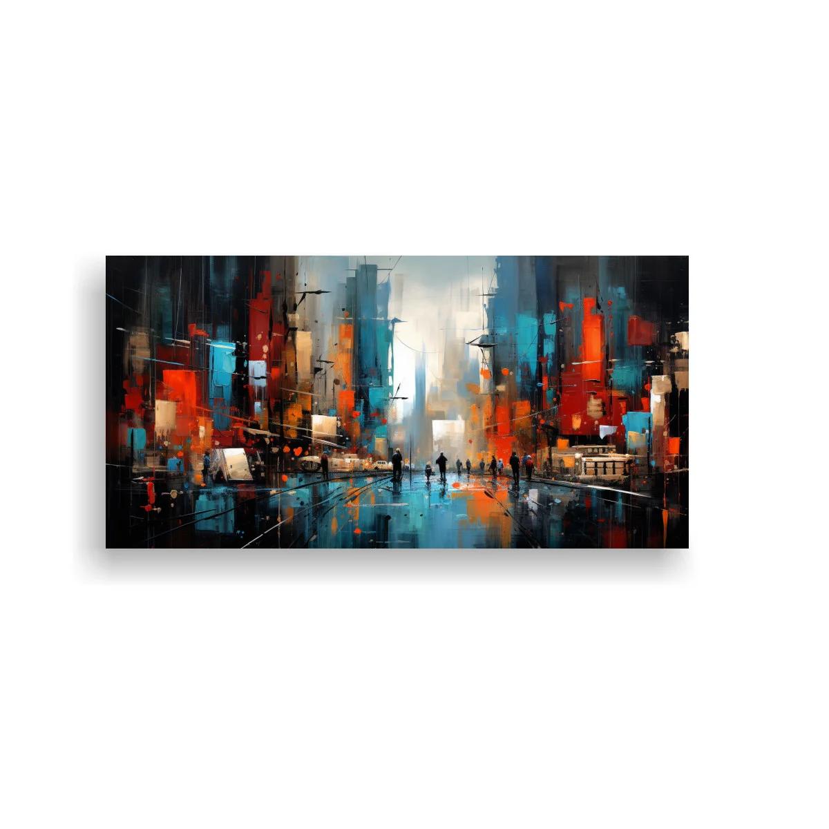 Cuadro paisaje urbano abstracto con reflejos y luz abierta — imagen principal