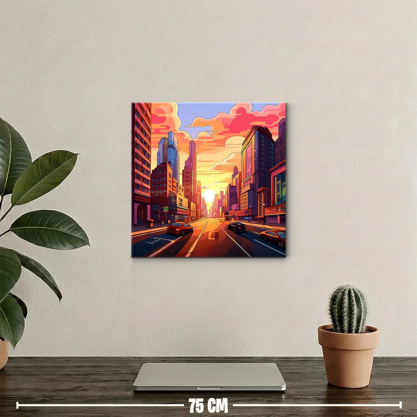 Atardecer vibrante en bulliciosa avenida urbana — miniatura 2