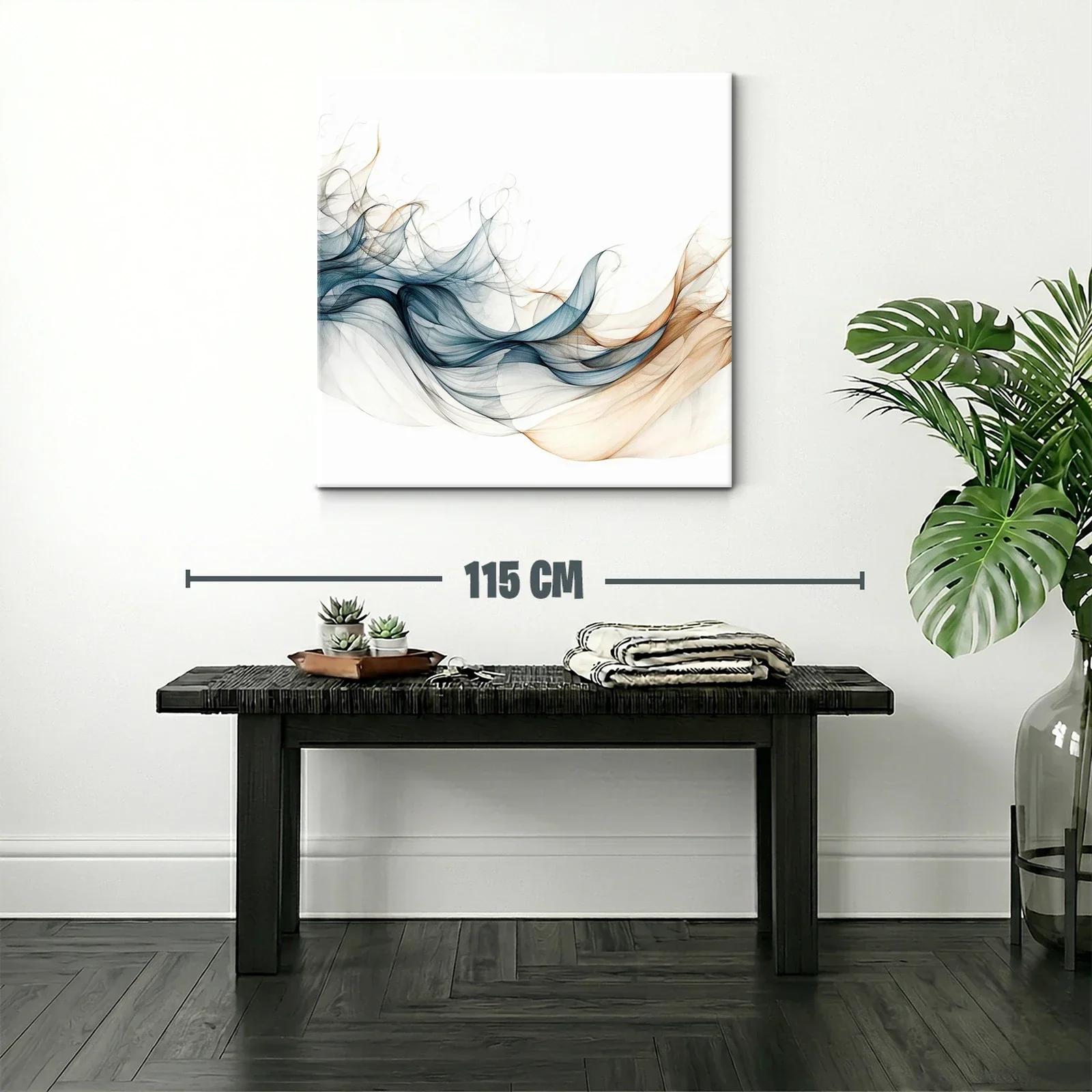 Arte abstracto con suaves ondas en tonos azules y beige — miniatura 2