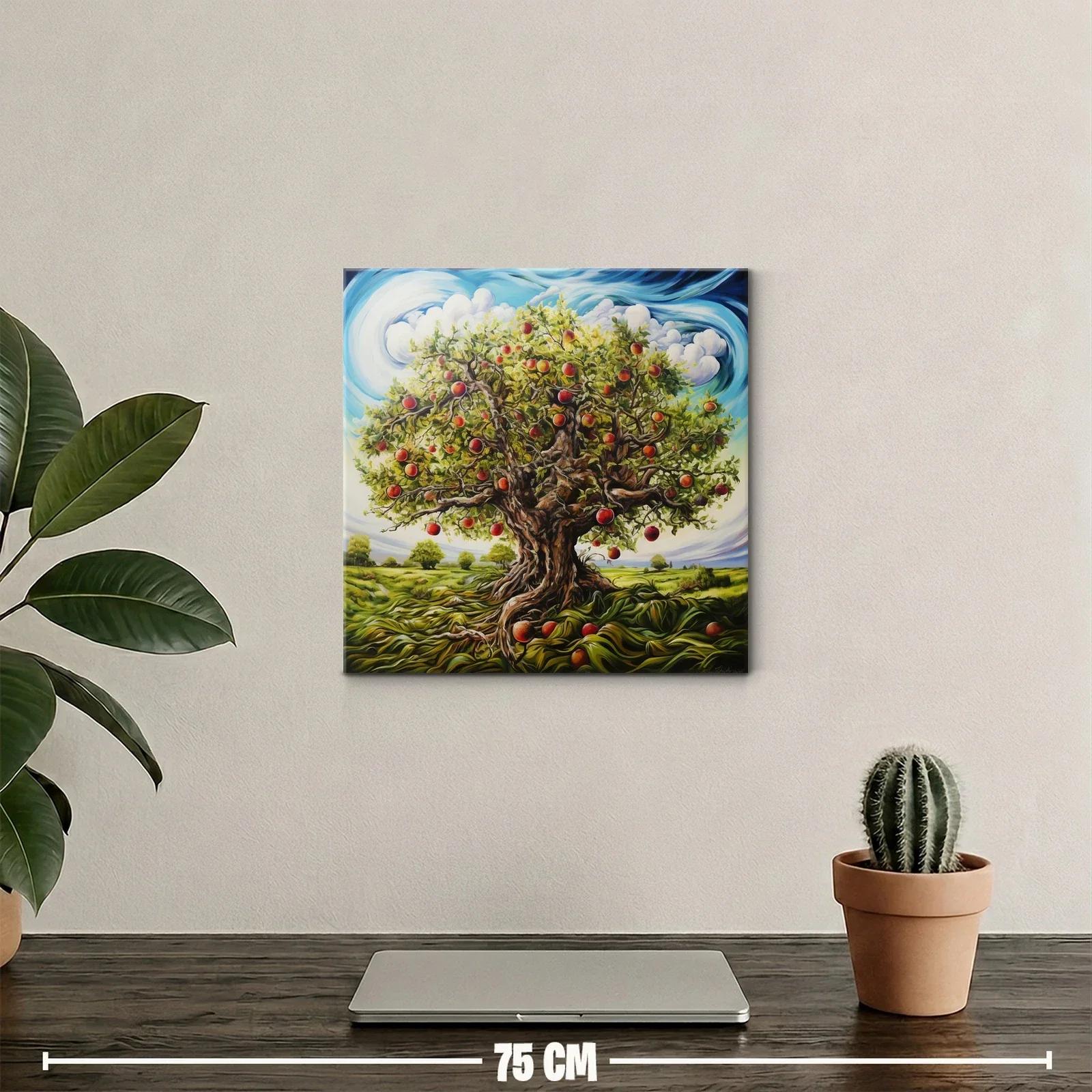 Árbol frutal exuberante con manzanas rojas maduras — miniatura 2