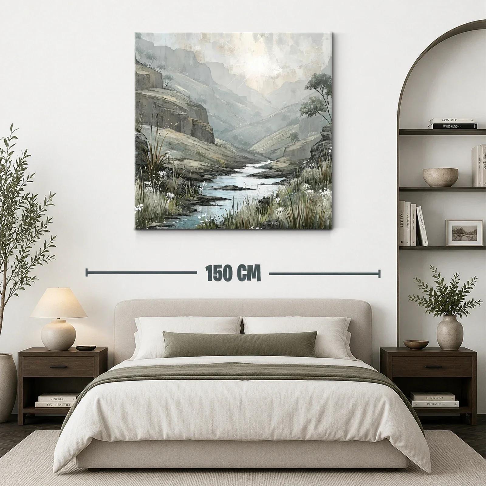 Paisaje sereno con río y montañas en tonos suaves — miniatura 3