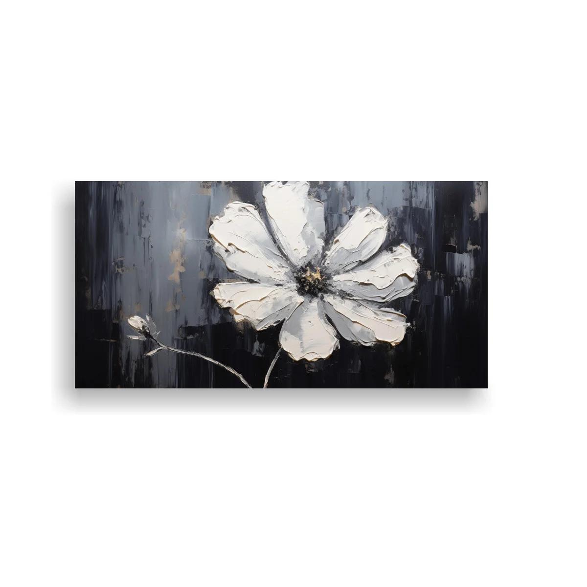 Cuadro flor blanca de pétalos abiertos con fondo oscuro — imagen principal
