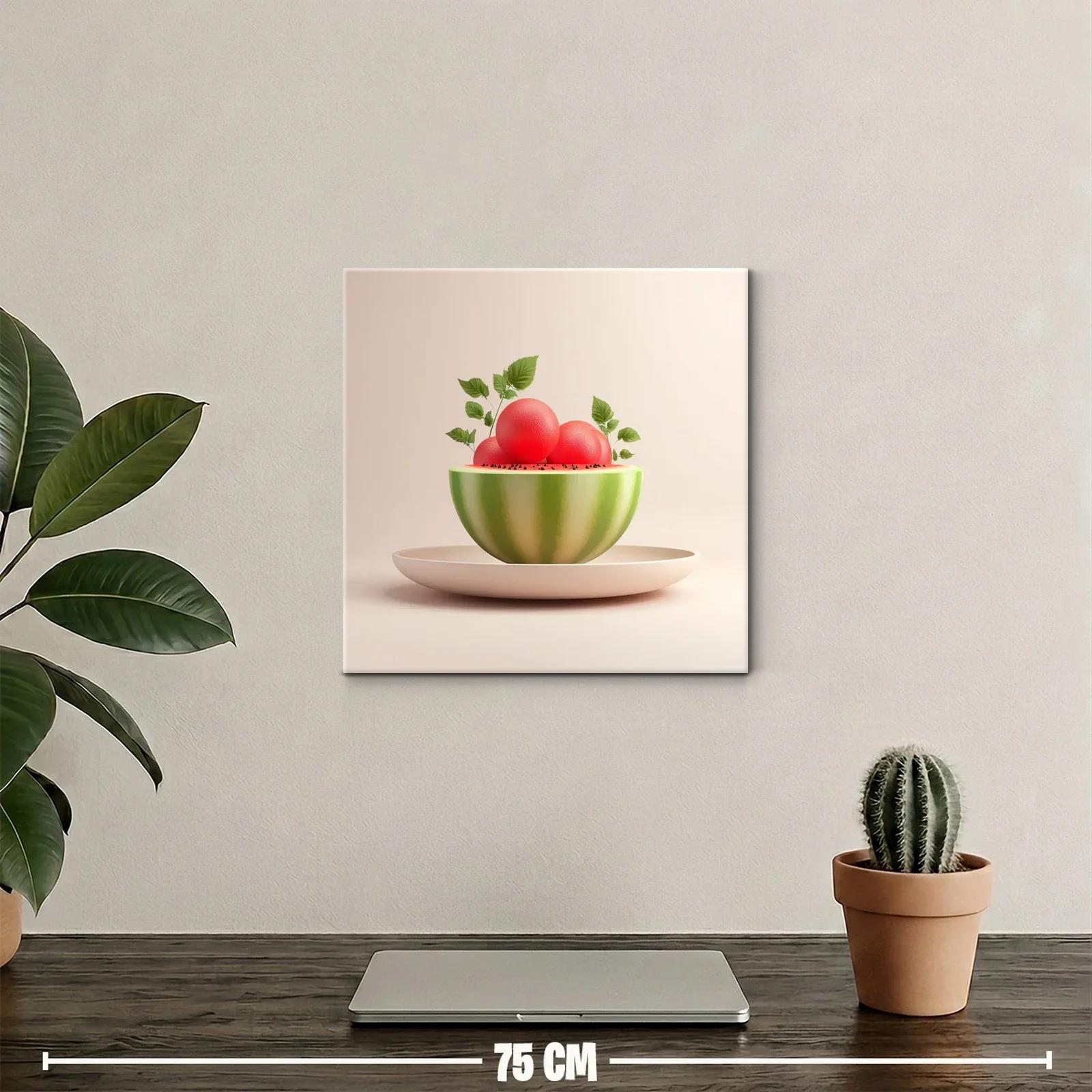 Composición creativa con sandía y esferas rojas — miniatura 2