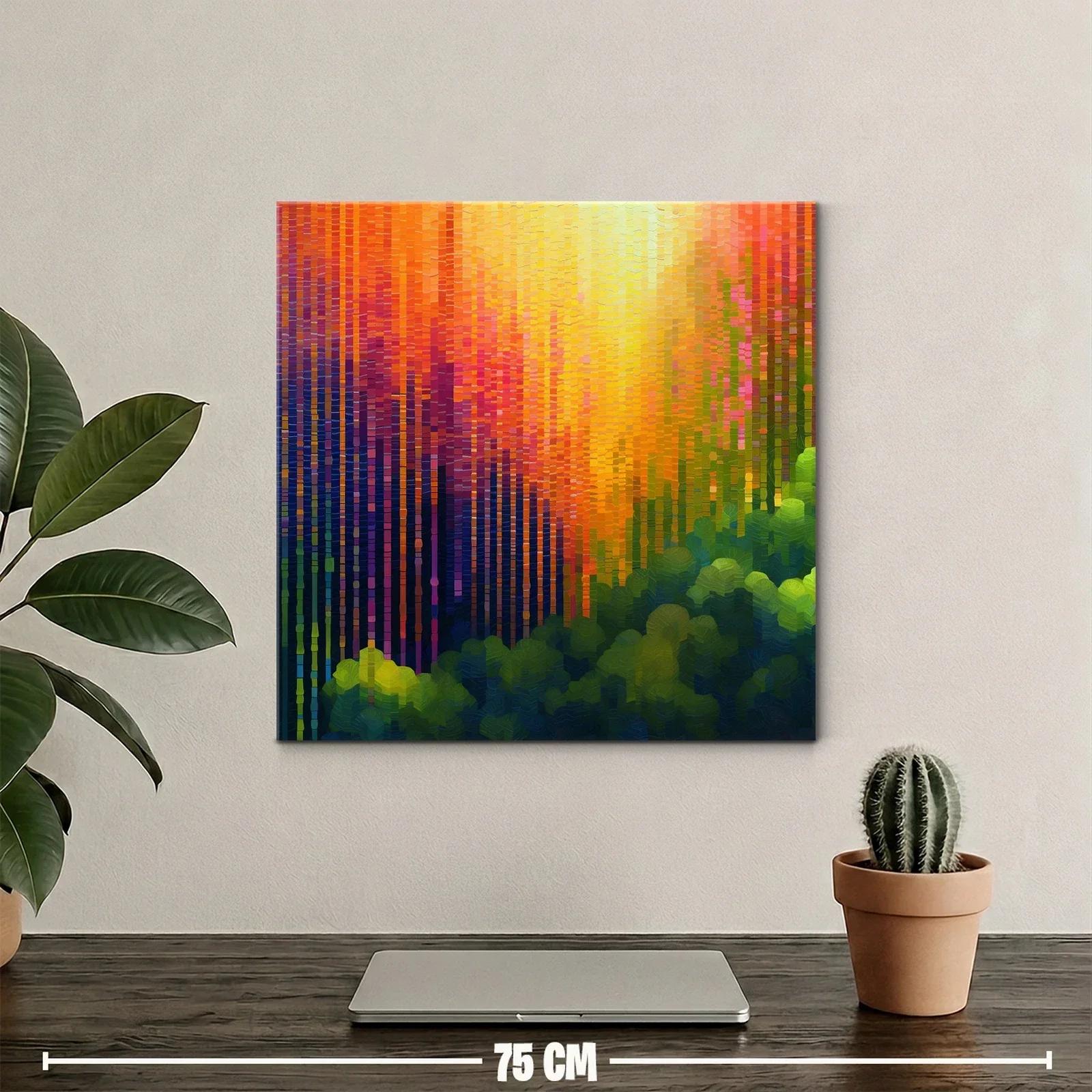 Cuadro abstracto con vibrantes tonos cálidos y verdes — miniatura 2