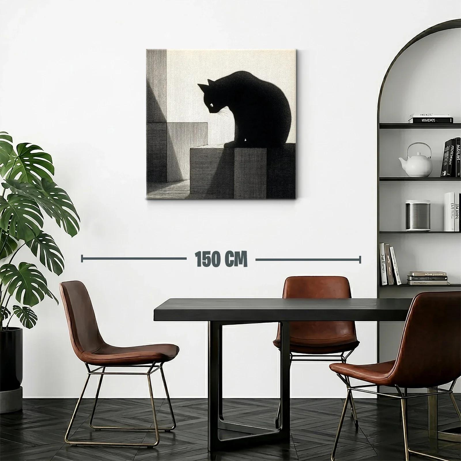 Silueta de gato oscuro sobre cubos geométricos — miniatura 2