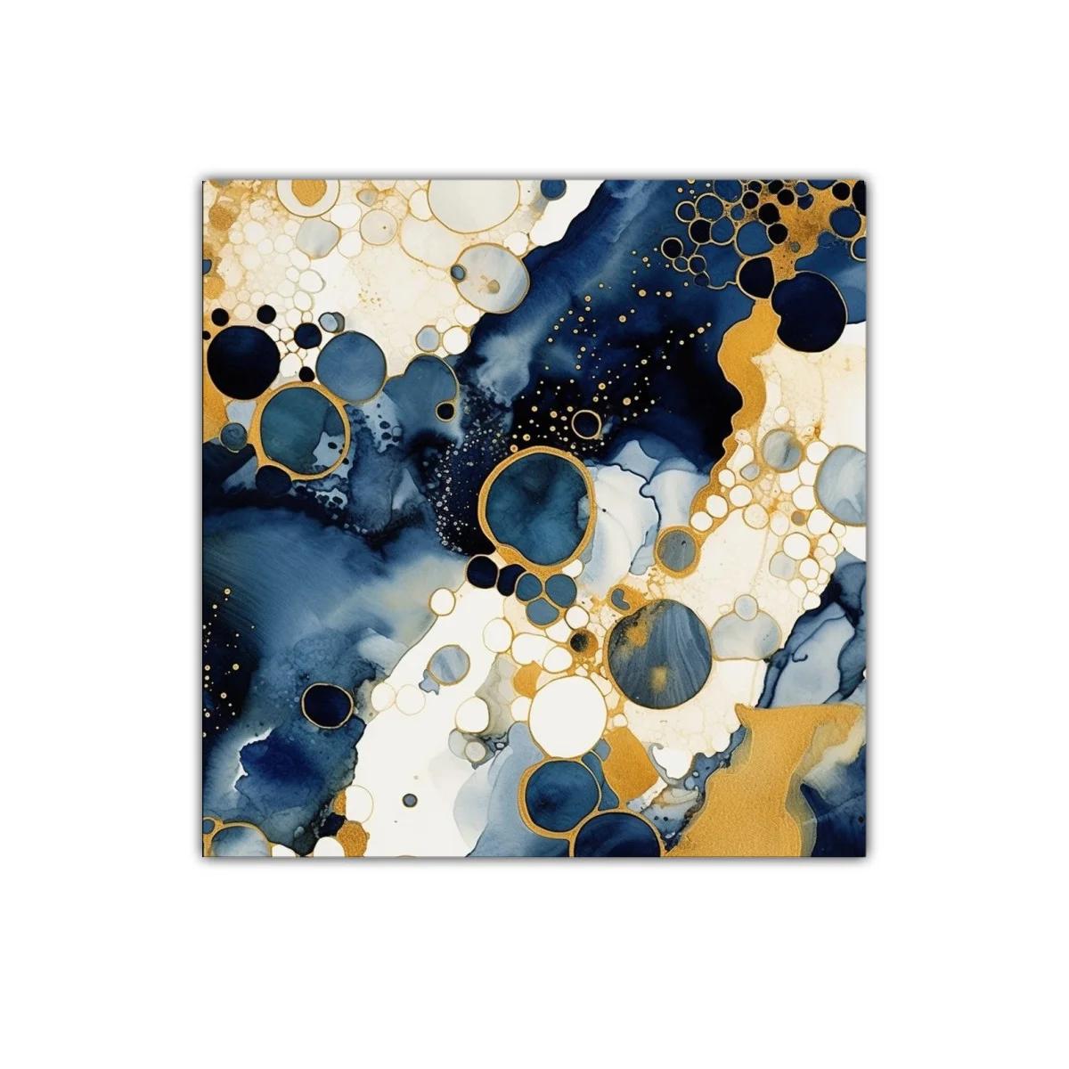 Cuadro abstracto con círculos y detalles dorados — imagen principal
