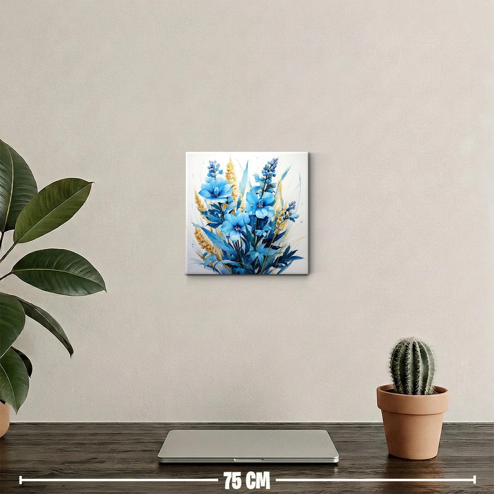 Centro Floral en Azules y Dorados para Decoración Moderna — miniatura 2