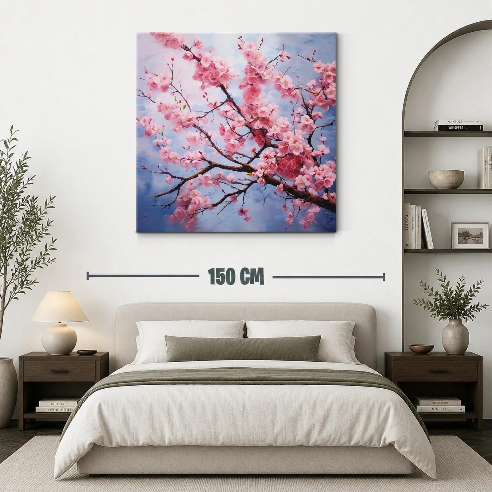 Rama de flores rosas sobre fondo azul celeste — miniatura 3