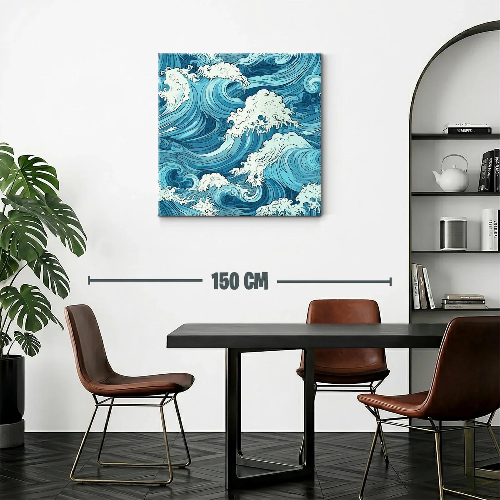Impresionante obra con olas azules y espuma marina — miniatura 2
