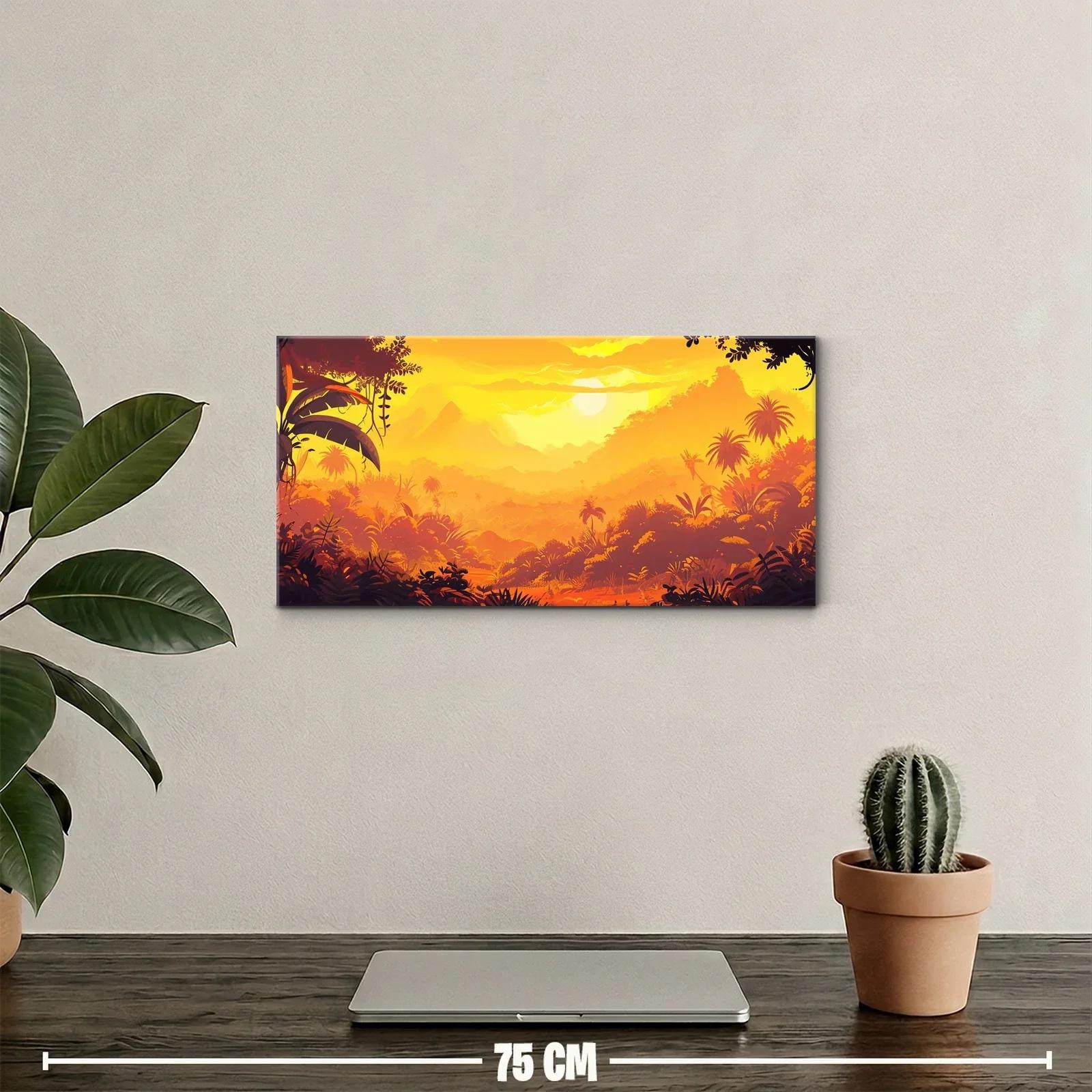 Cuadro paisaje de selva tropical con palmeras recortadas — miniatura 2