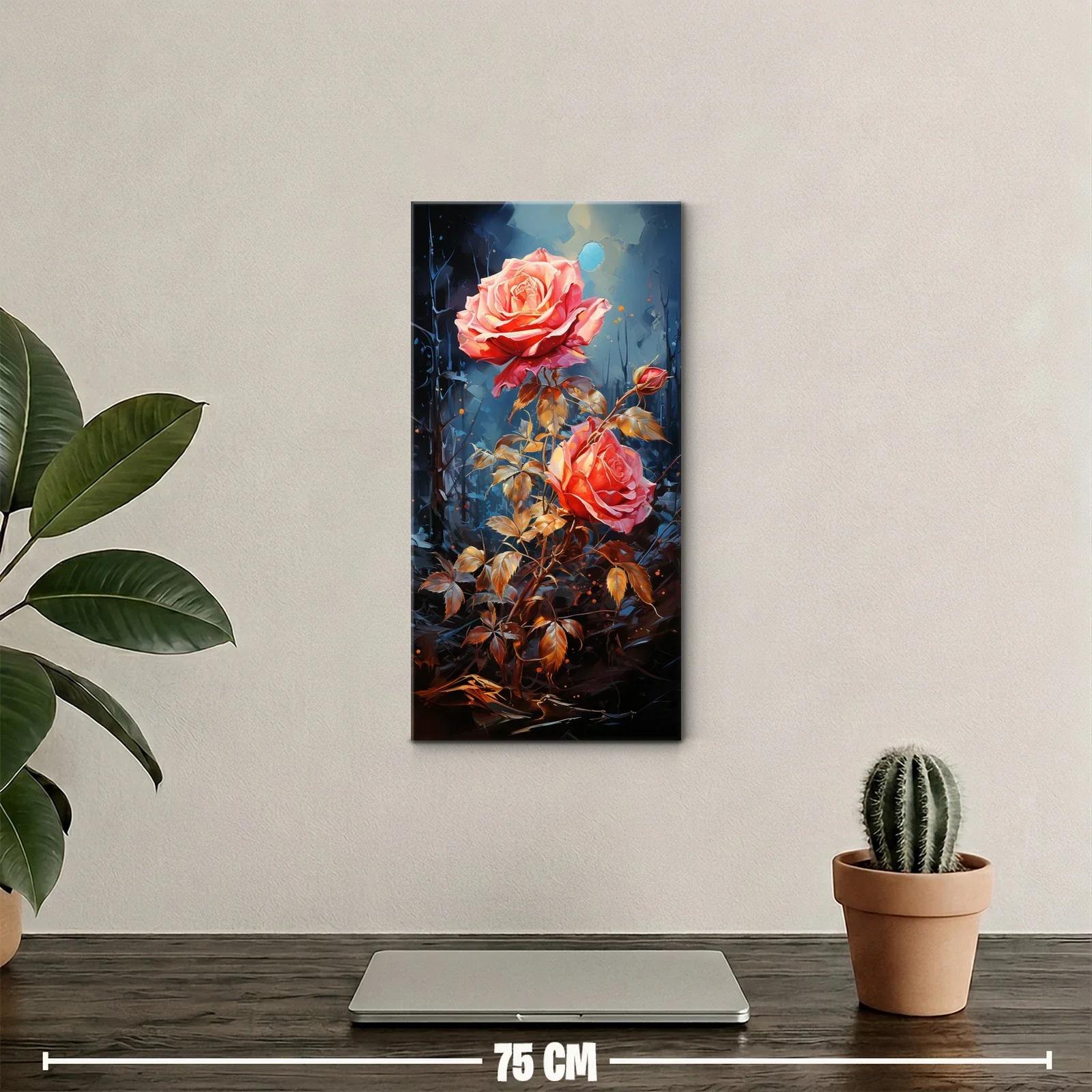 Cuadro rosas coral con capullo y tallos espinosos — miniatura 2