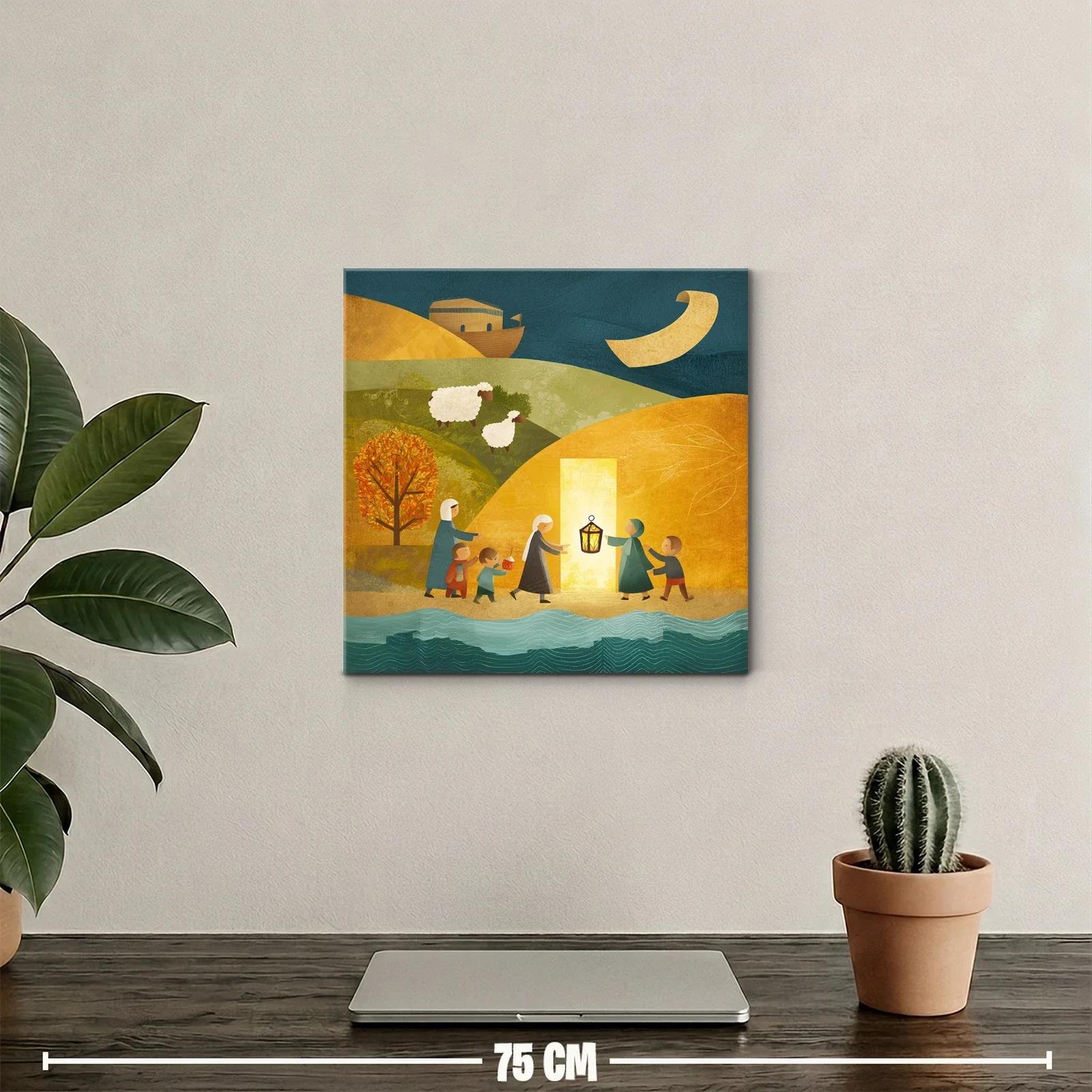 Cuadro infantil con paseo nocturno y tonos cálidos — miniatura 2