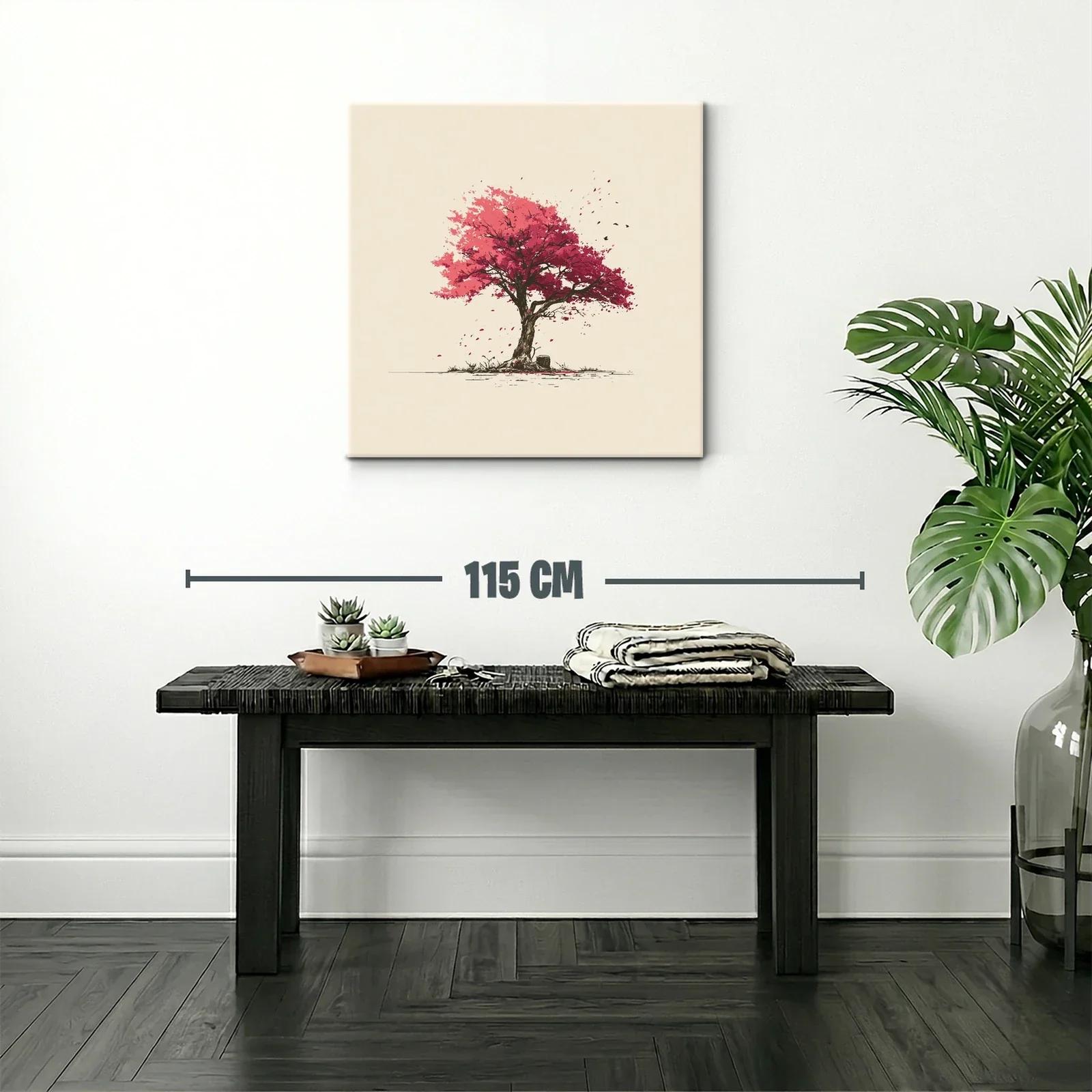 Árbol en tonos rojos con hojas desprendiéndose — miniatura 2