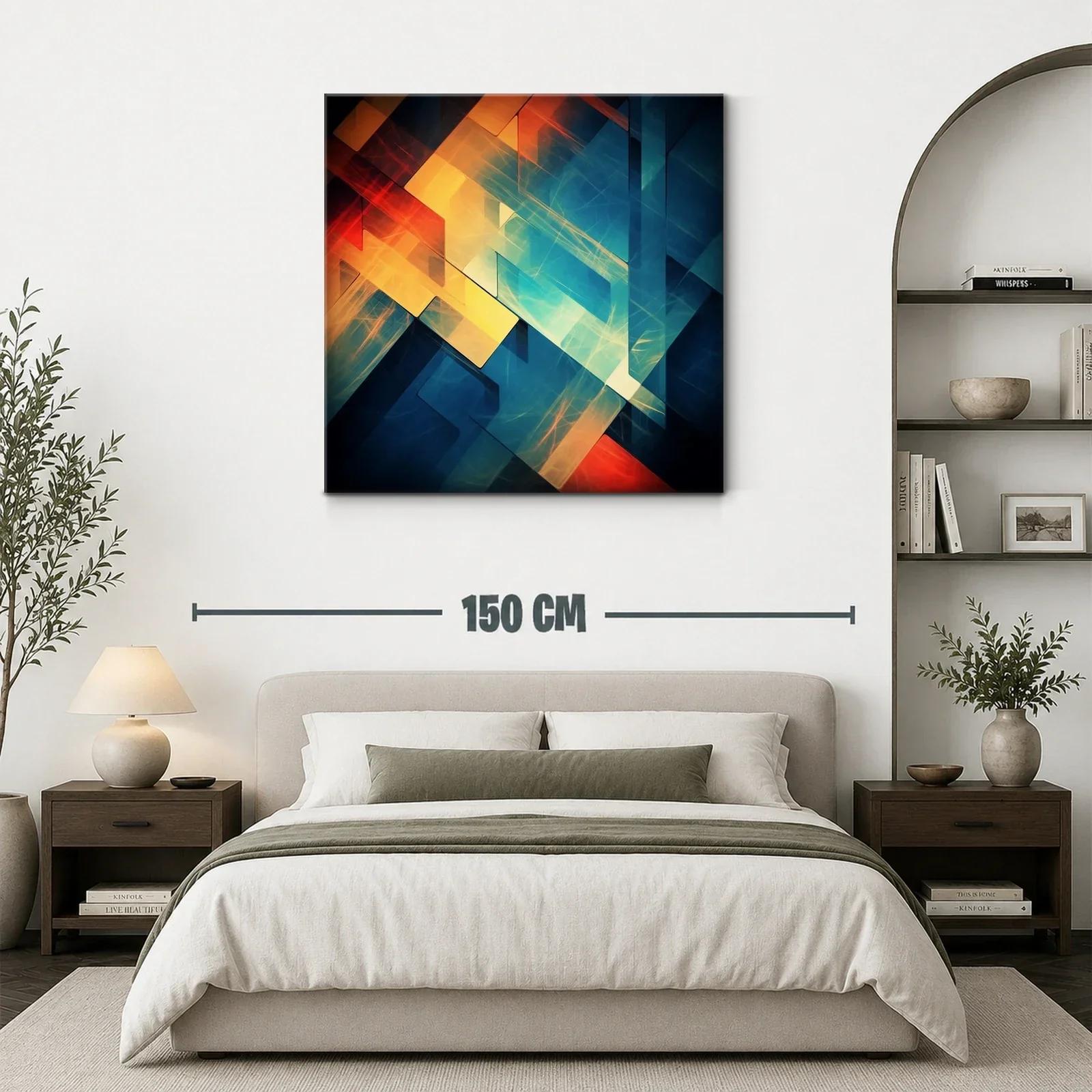 Composición abstracta en tonos cálidos y fríos vibrantes — miniatura 3
