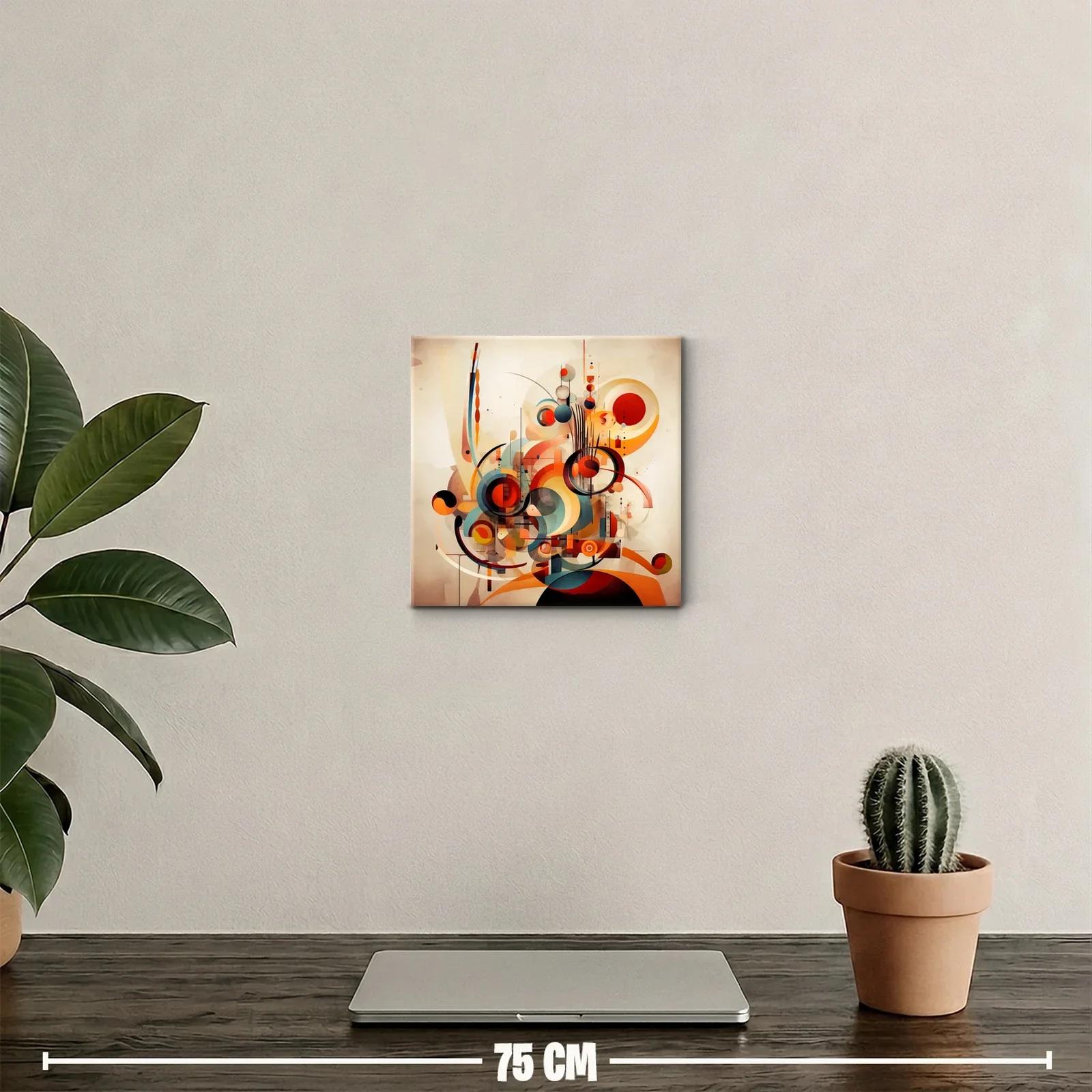 Cuadro abstracto con formas geométricas y colores cálidos — miniatura 2