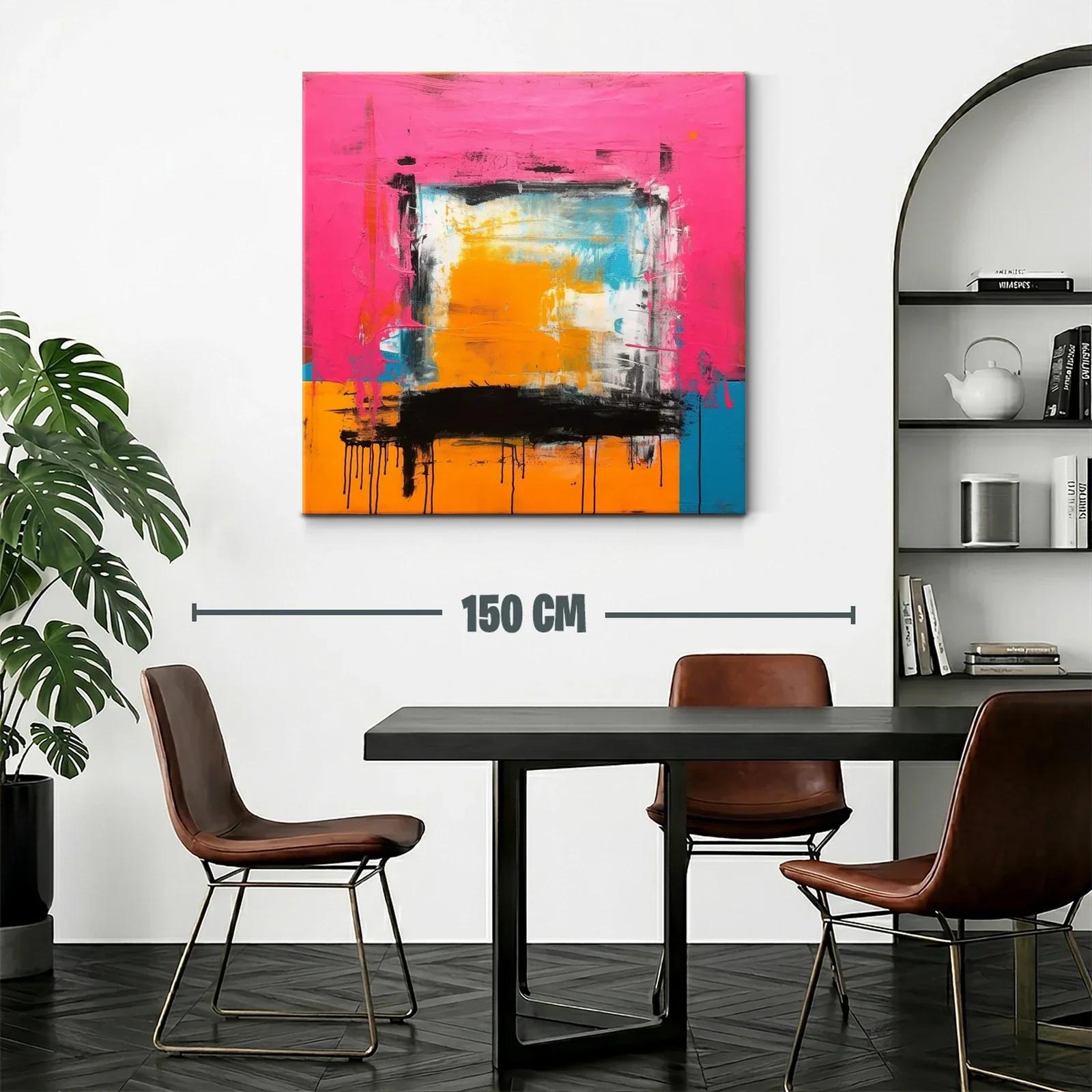 Cuadro abstracto con vibrantes tonos rosa y naranja — miniatura 2