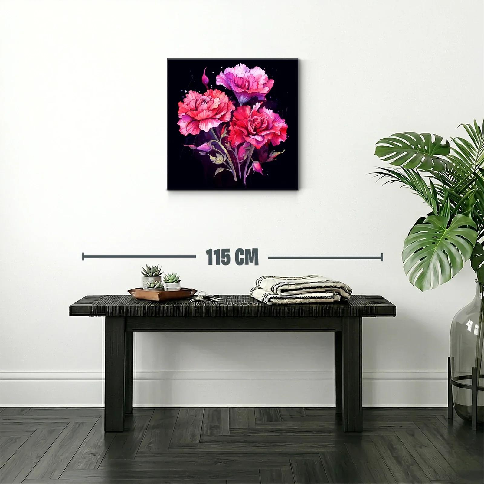 Dramática composición floral en tonos fucsia y rojos vibrantes — miniatura 2