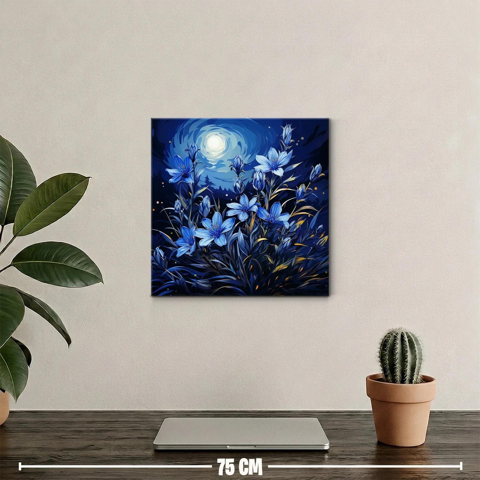 Ramo de flores azules bajo la luna brillante — miniatura 2