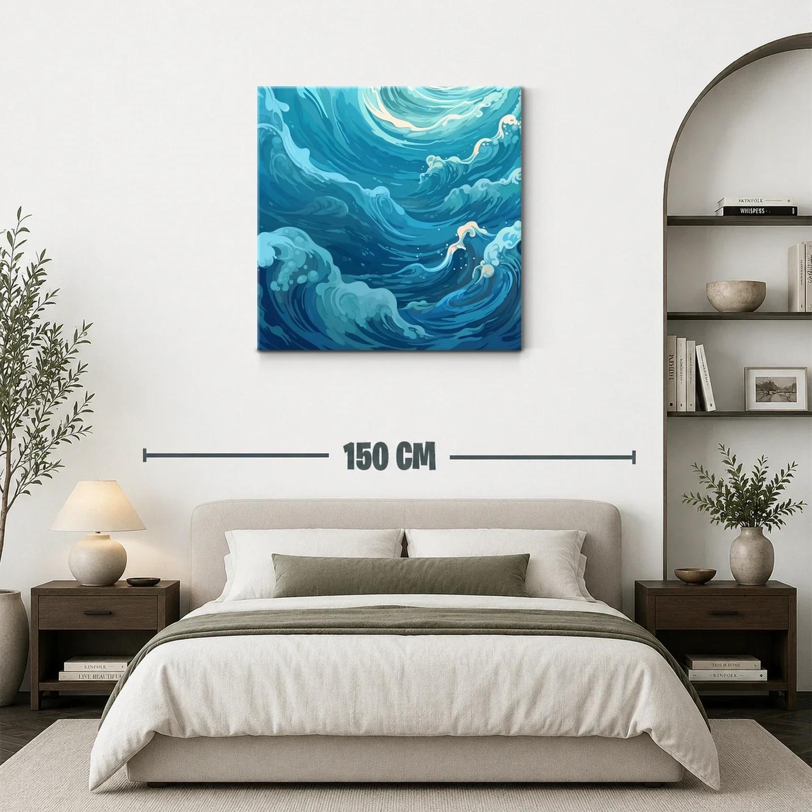 Cuadro de olas en movimiento con tonos azulados — miniatura 3