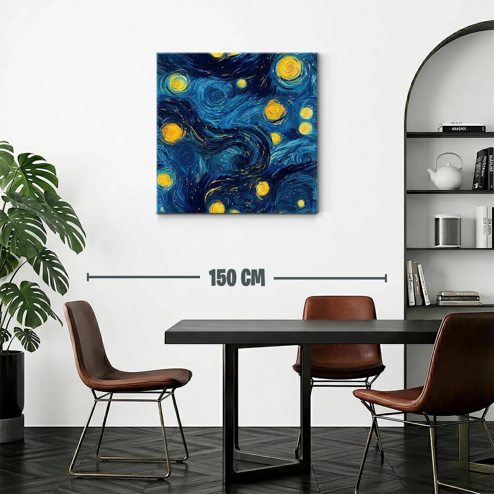 Cuadro vibrante con cielo estrellado en tonos azules y amarillos — miniatura 2