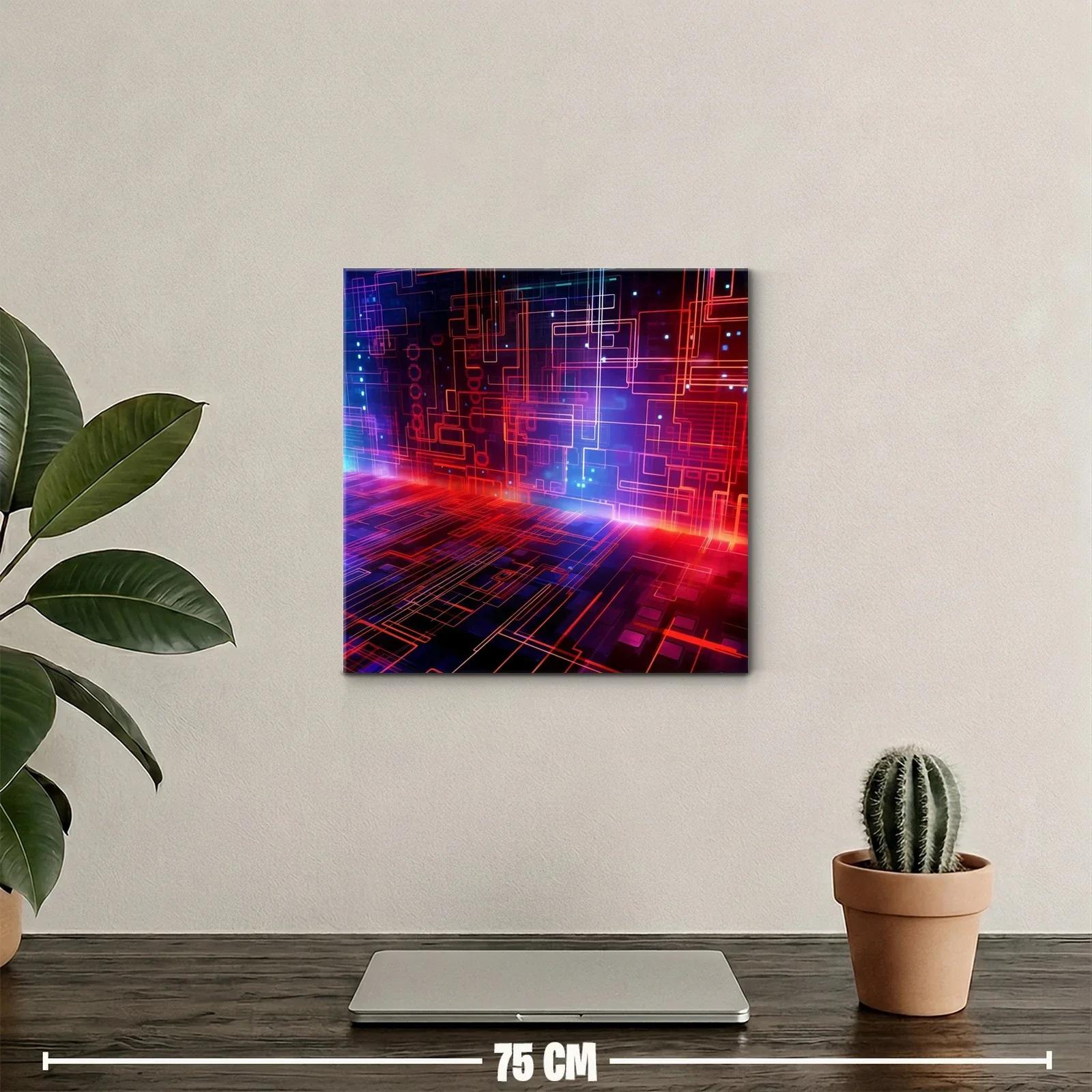 Composición abstracta de líneas luminosas en tonos cálidos y fríos — miniatura 2