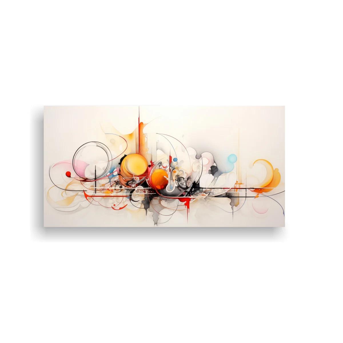 Cuadro composición abstracta de círculos y líneas con acentos rojos — imagen principal