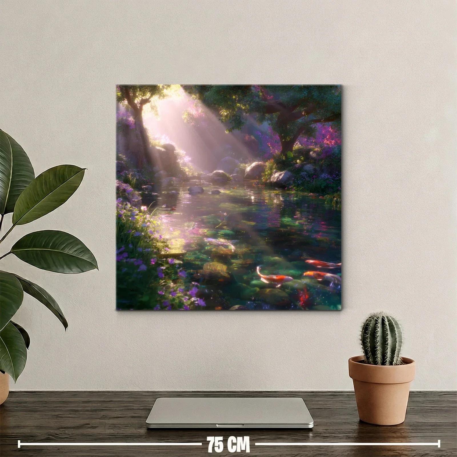 Río encantado con carpas y luz dorada al amanecer — miniatura 2