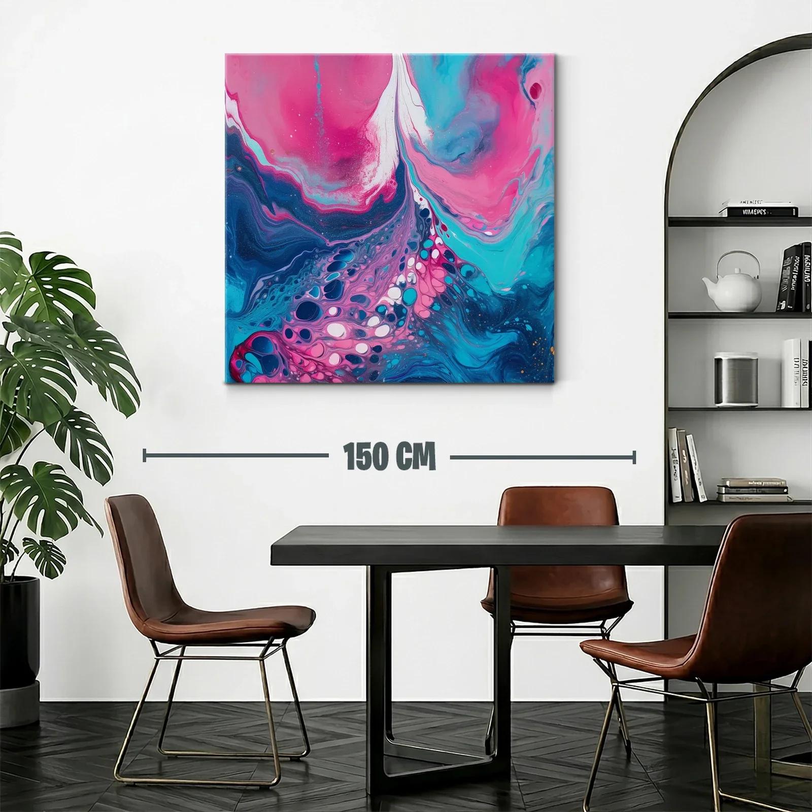Cuadro abstracto en tonos rosas y azules intensos — miniatura 2