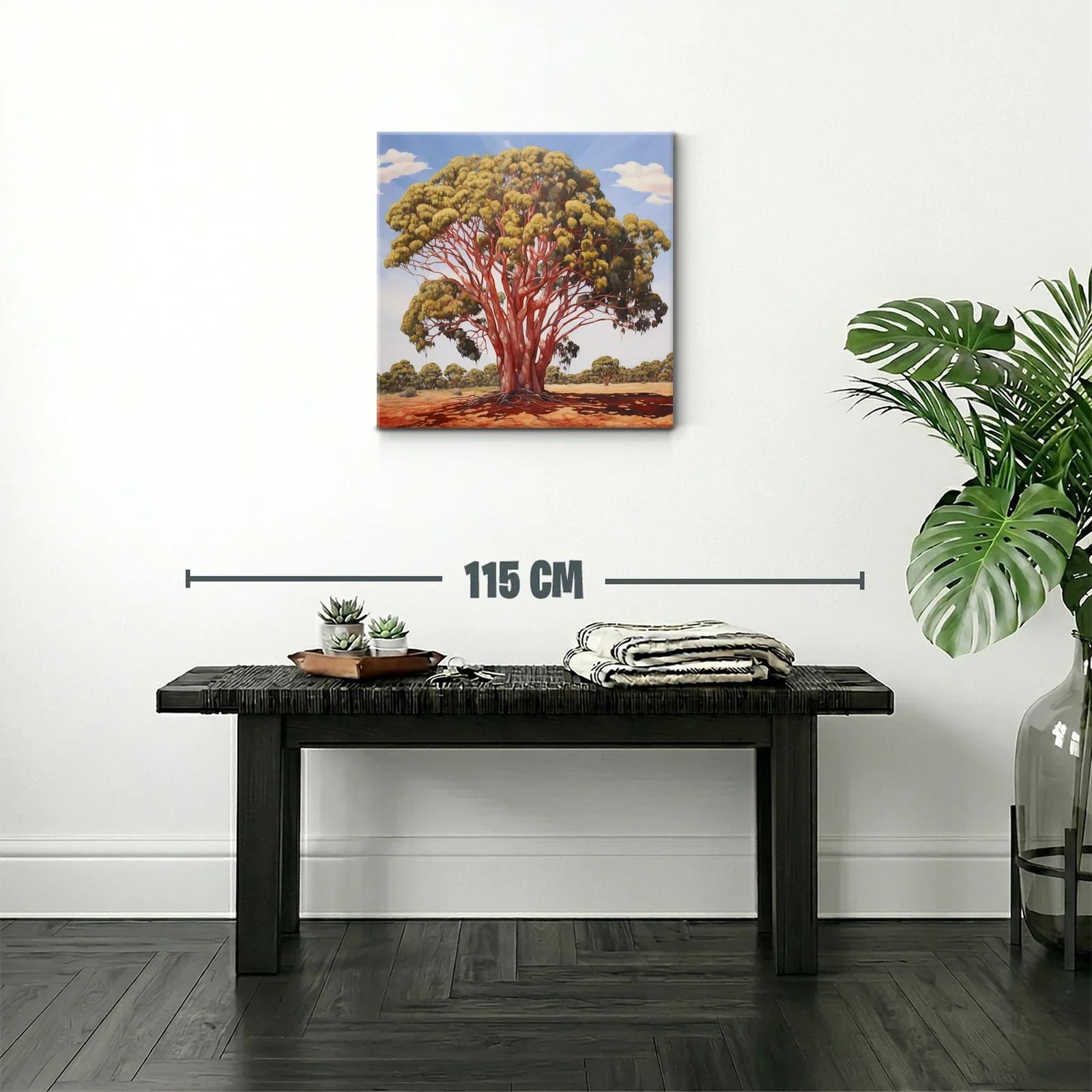 Impresionante árbol con tronco rojo sobre paisaje soleado — miniatura 2