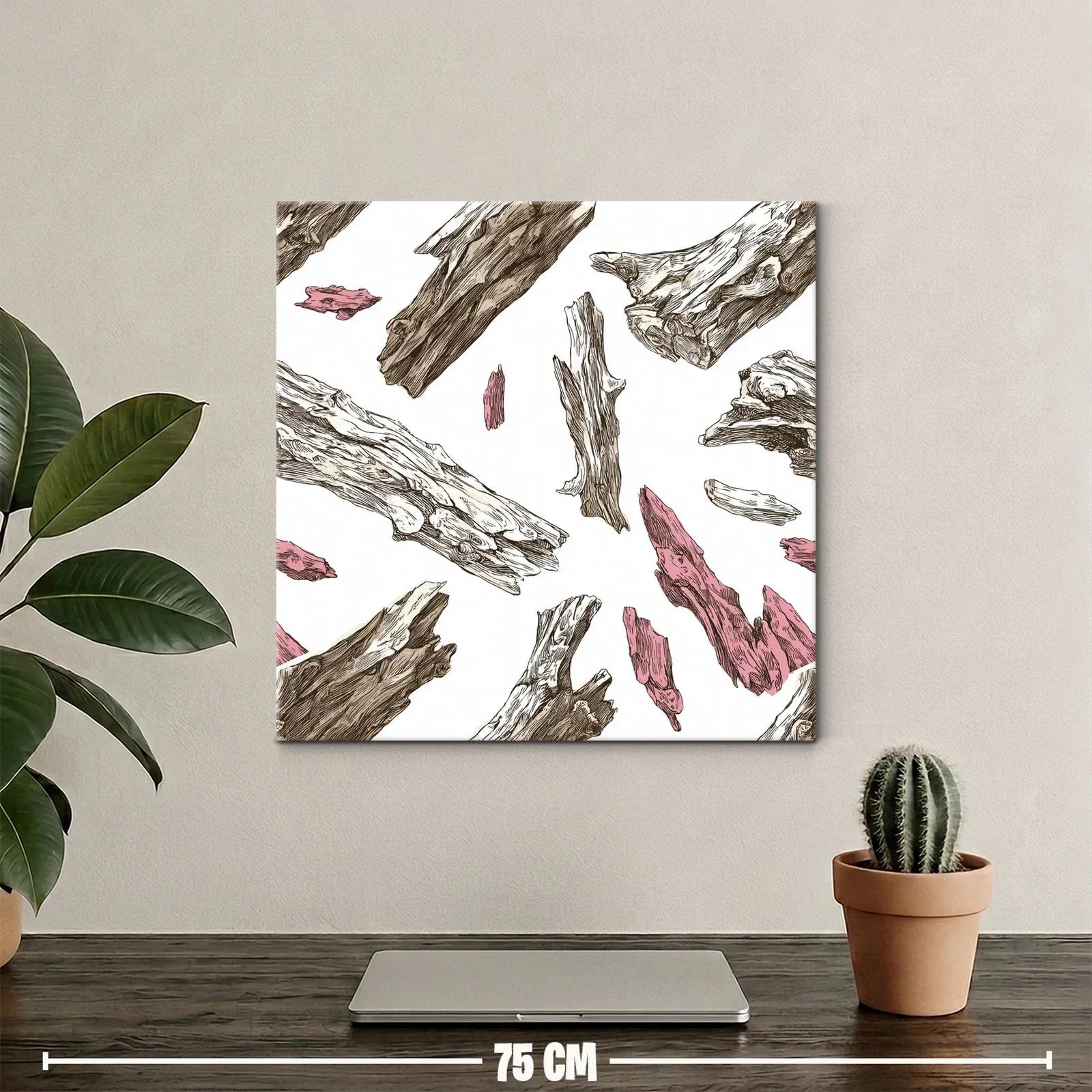 Composición moderna con fragmentos de madera en tonos naturales y rosa — miniatura 2