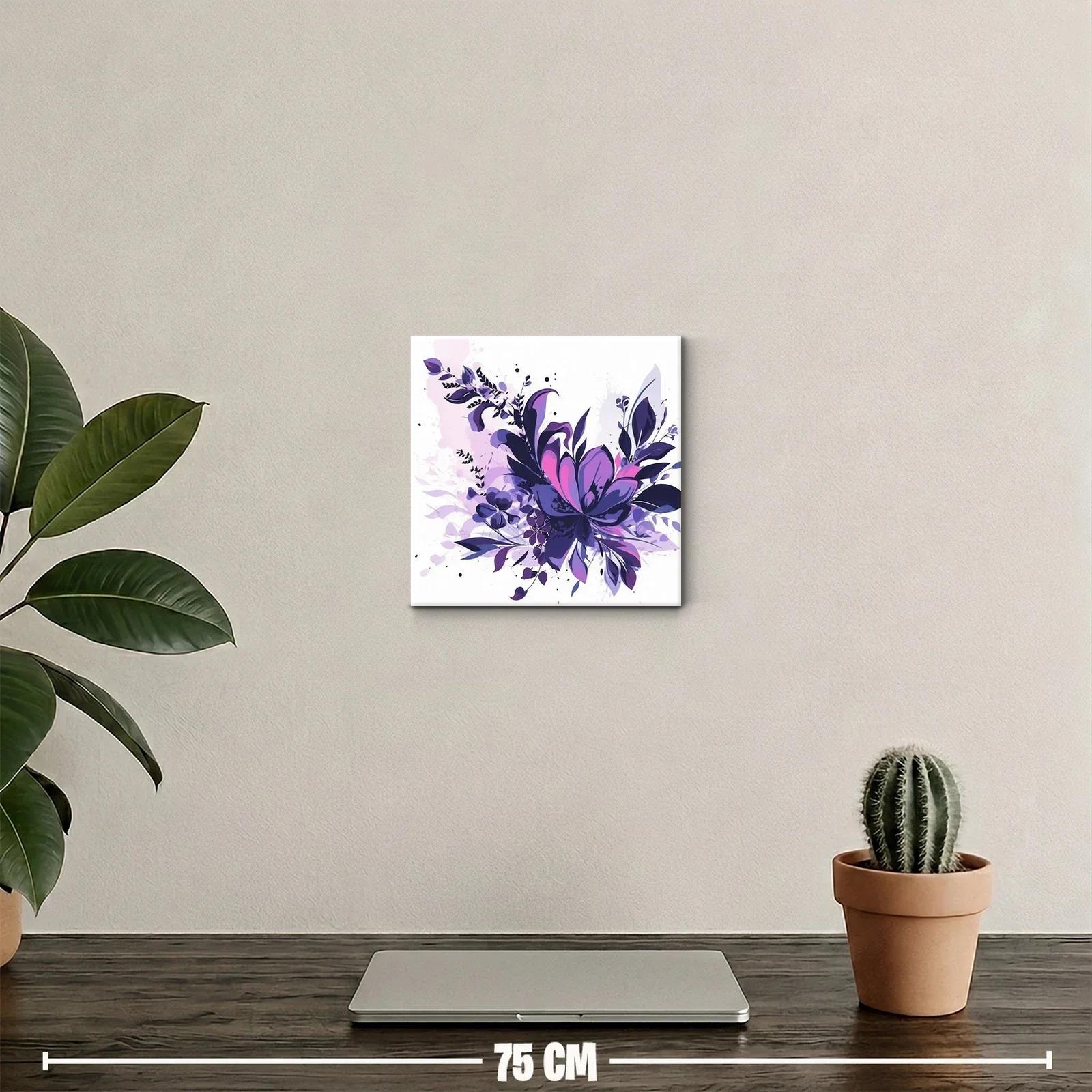 Cuadro floral en tonos morados y lilas vibrantes — miniatura 2