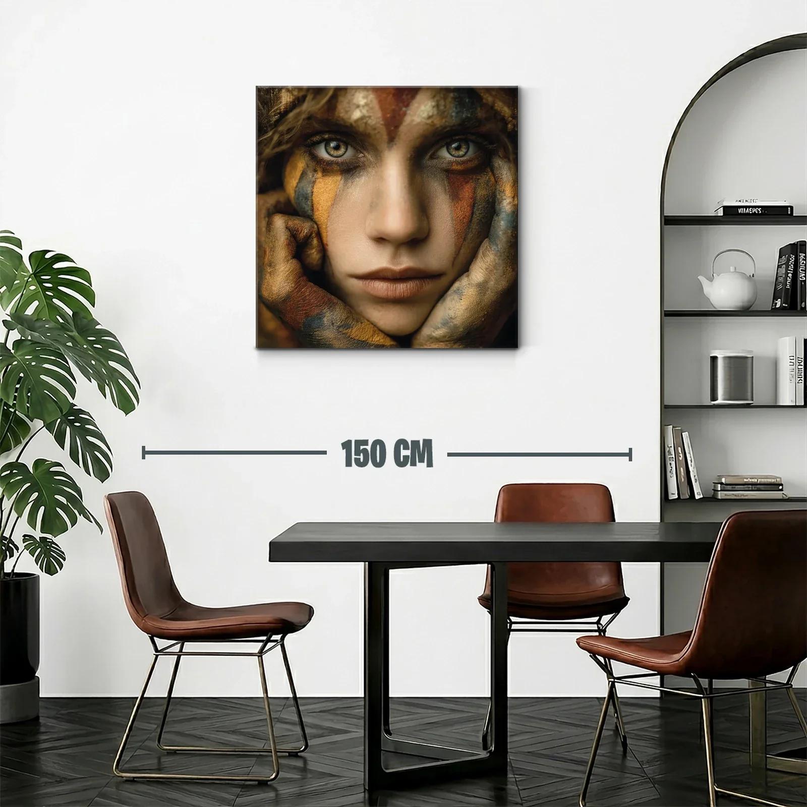 Retrato expresivo con rostro pintado en tonos cálidos — miniatura 2