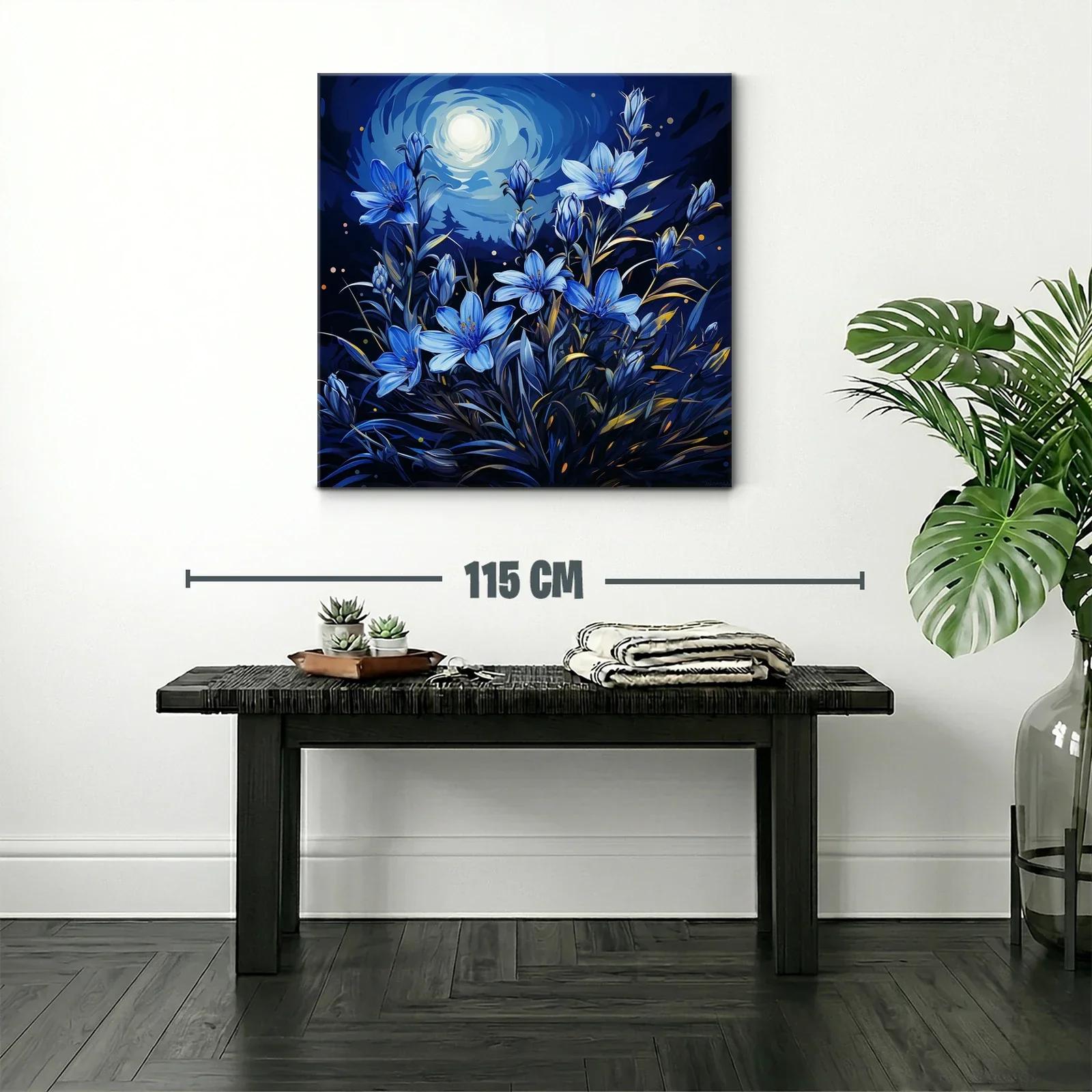 Ramo de flores azules bajo la luna brillante — miniatura 2