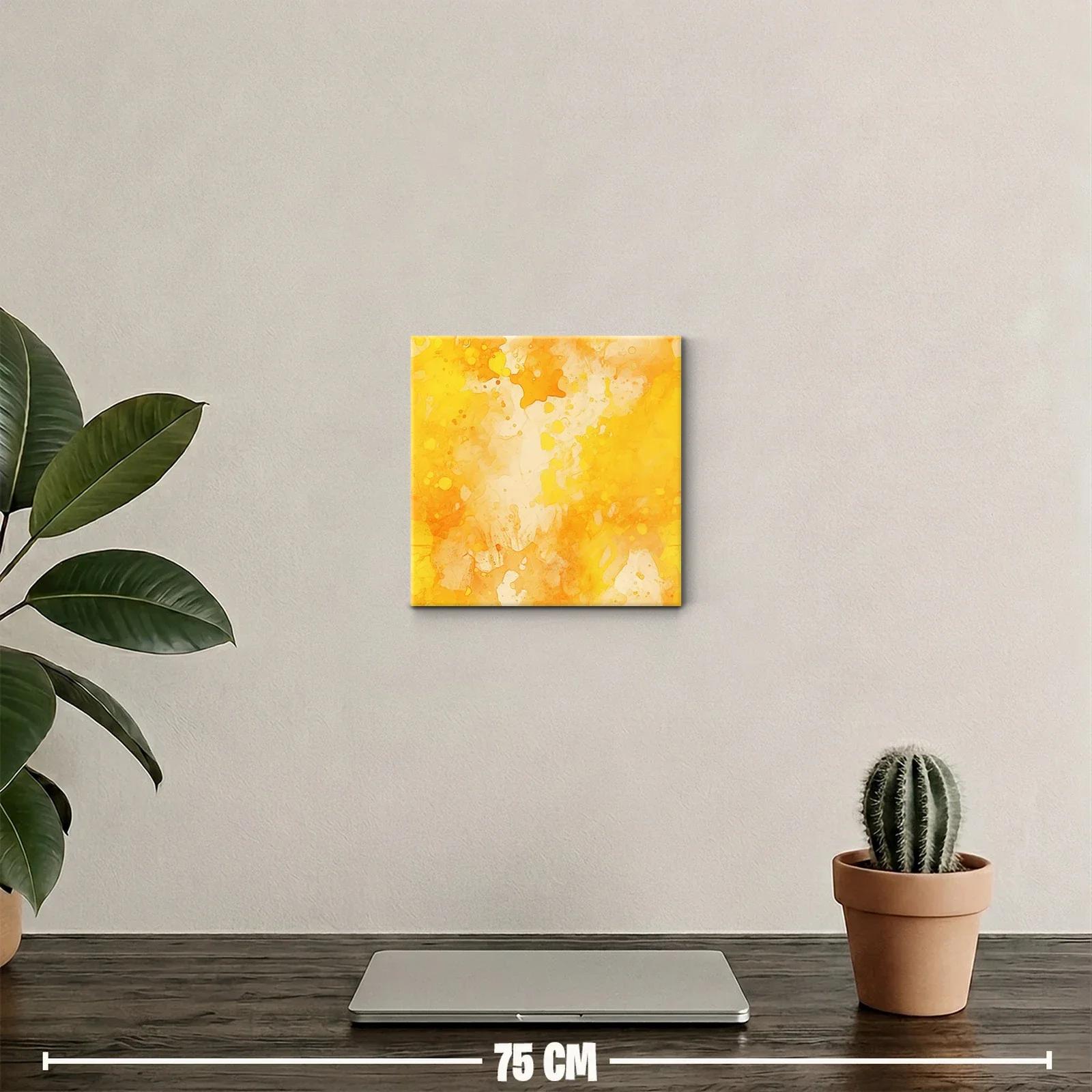 Cuadro abstracto en tonos cálidos amarillos y naranjas — miniatura 2
