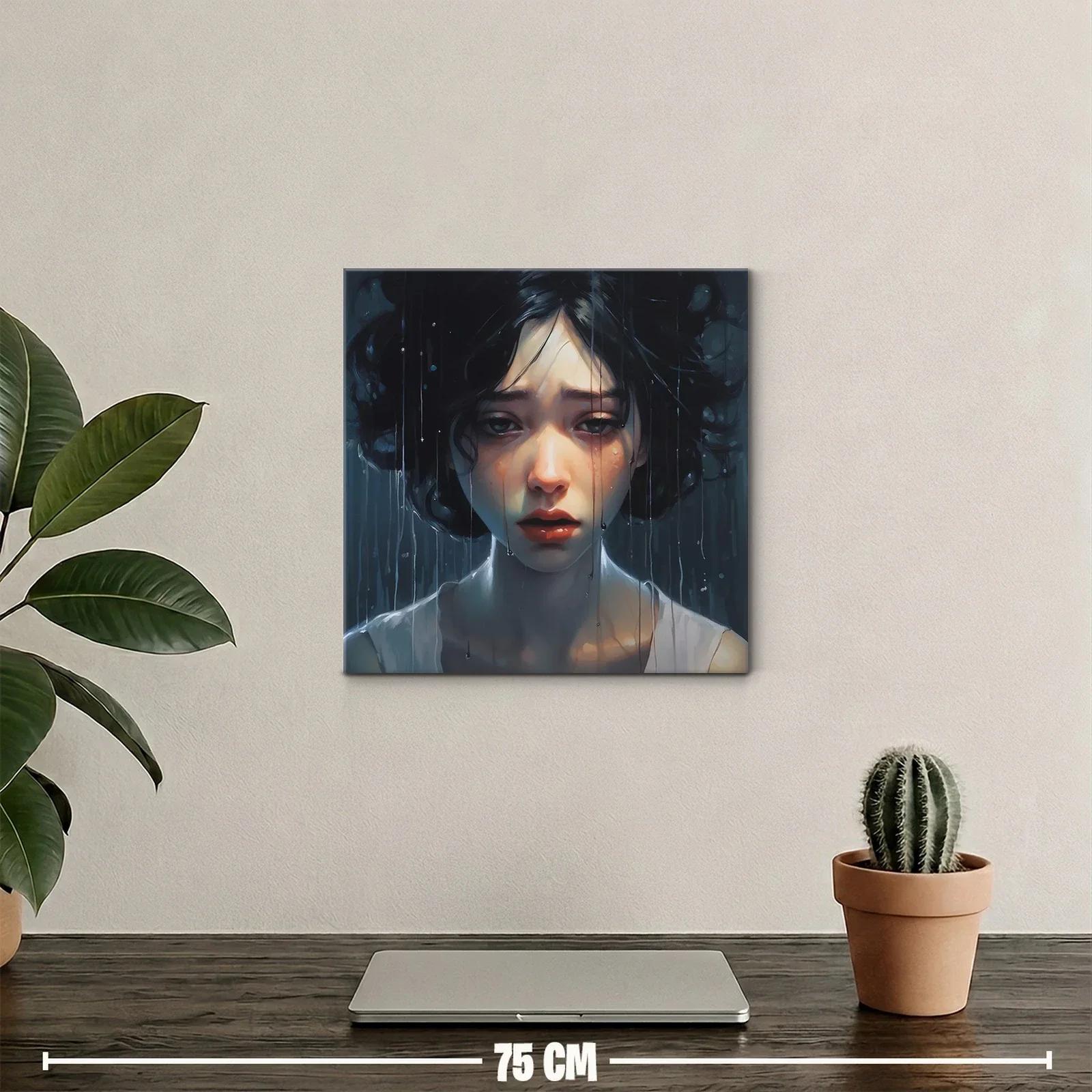 Melancolía en mirada femenina con toque de lluvia — miniatura 2