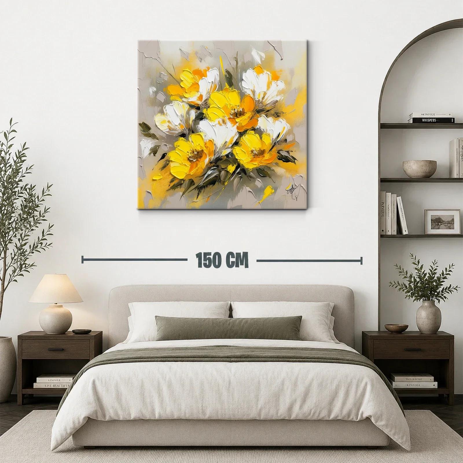 Flores vibrantes en tonos amarillos y blancos con fondo neutro — miniatura 3