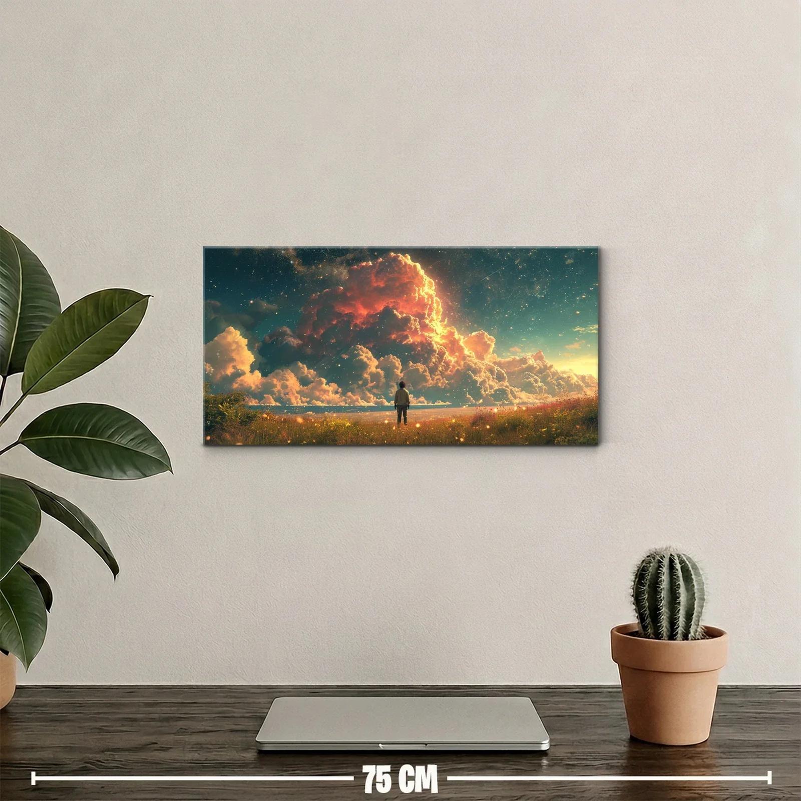 Cuadro persona contemplando un cielo de nubes dramáticas — miniatura 2
