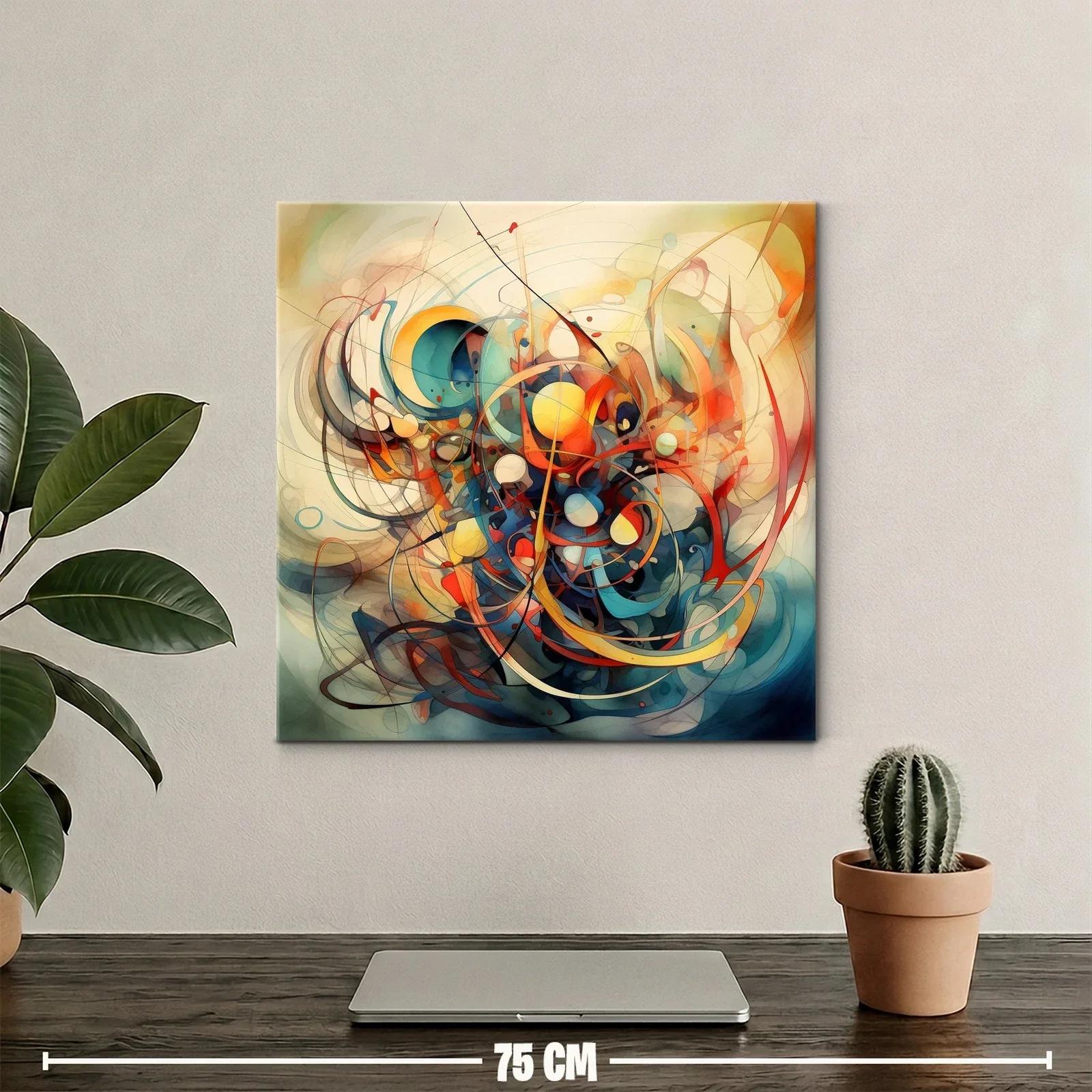 Cuadro abstracto en paleta cálida de formas dinámicas — miniatura 2