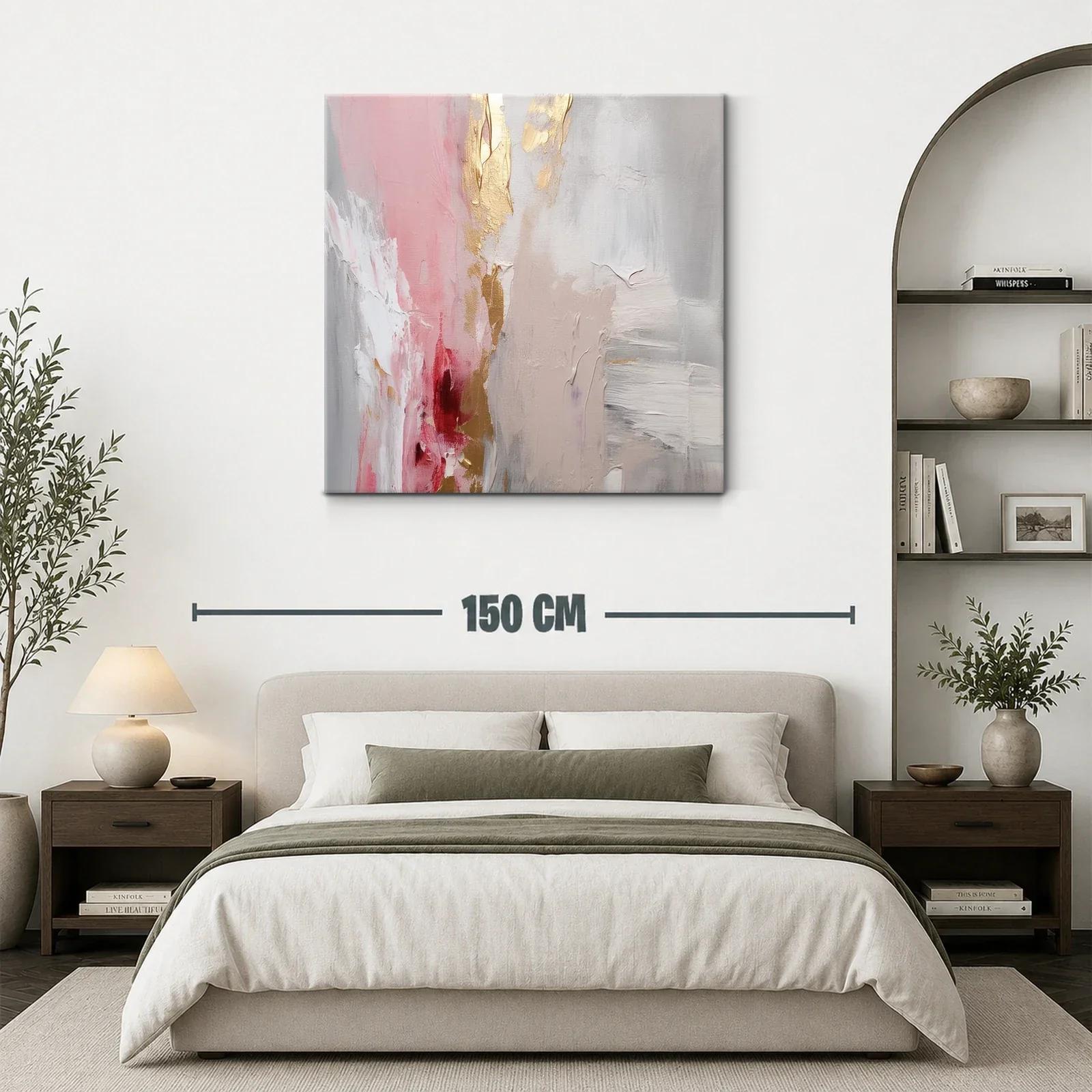 Cuadro abstracto en tonos rosas y dorados elegantes — miniatura 3