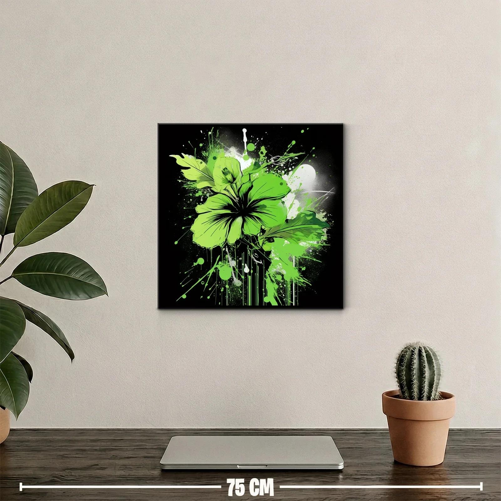 Flor verde vibrante con explosión artística sobre fondo oscuro — miniatura 2