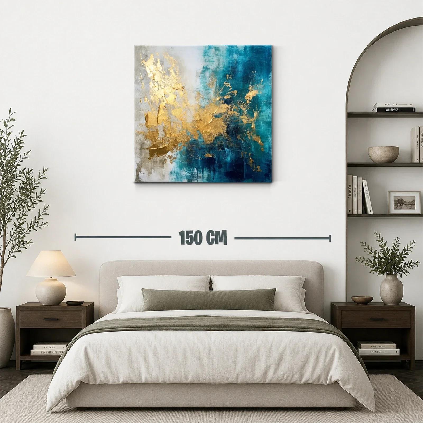 Composición abstracta en tonos azul y dorado elegante — miniatura 3