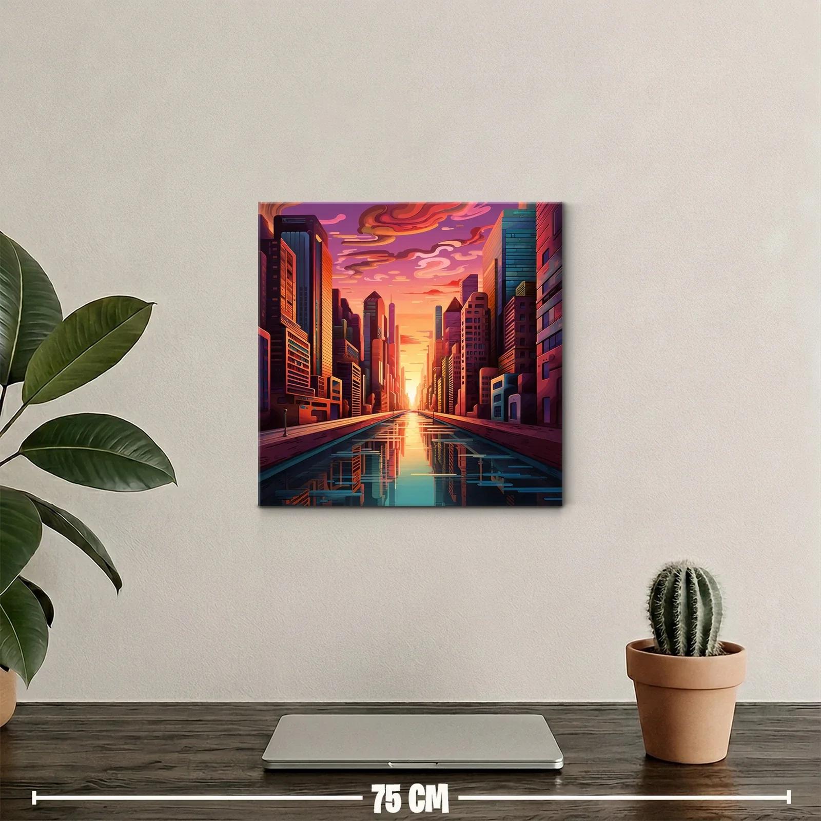 Atardecer urbano con reflejos de luz dorada y rosa — miniatura 2