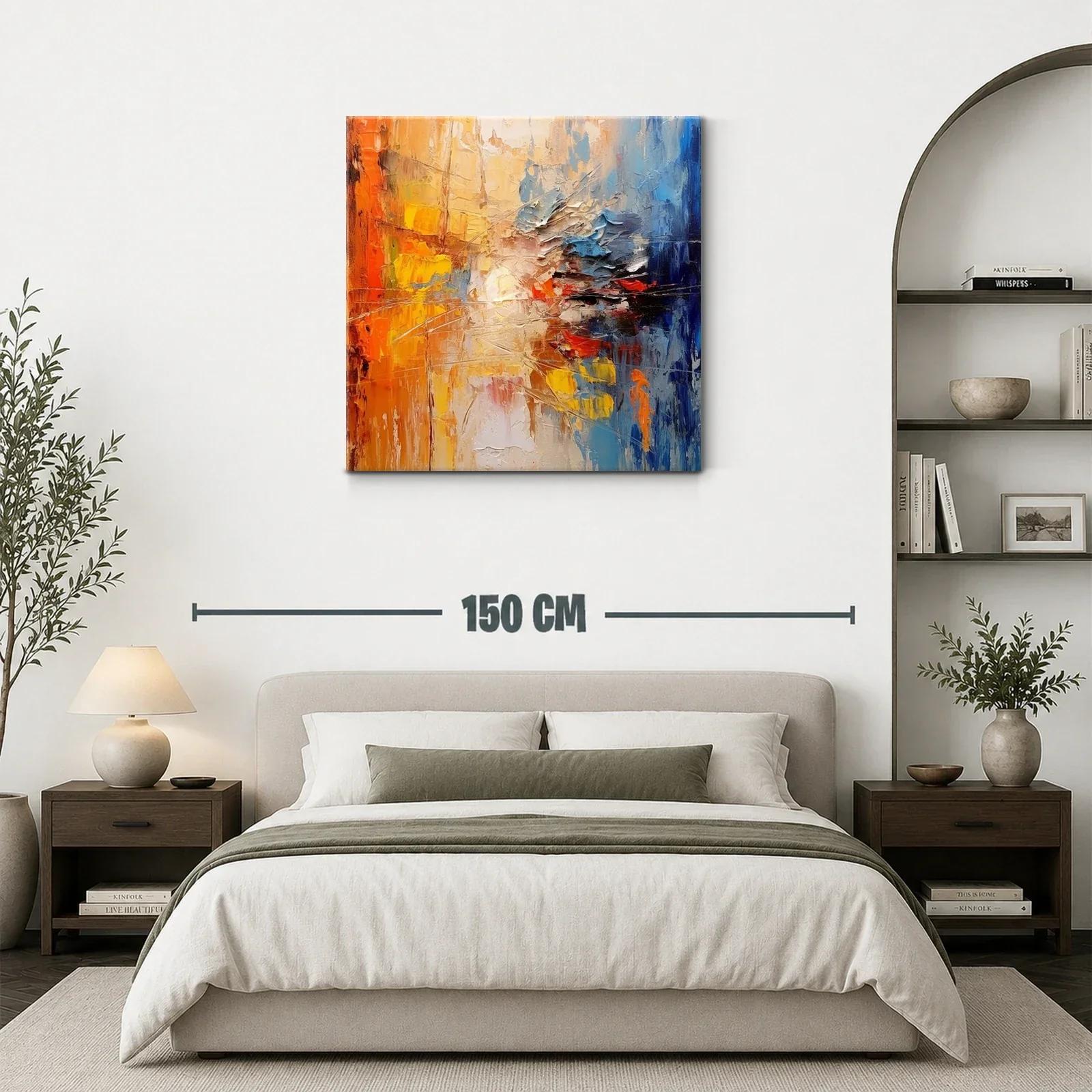 Cuadro abstracto con vibrantes contrastes en tonos cálidos y fríos — miniatura 3