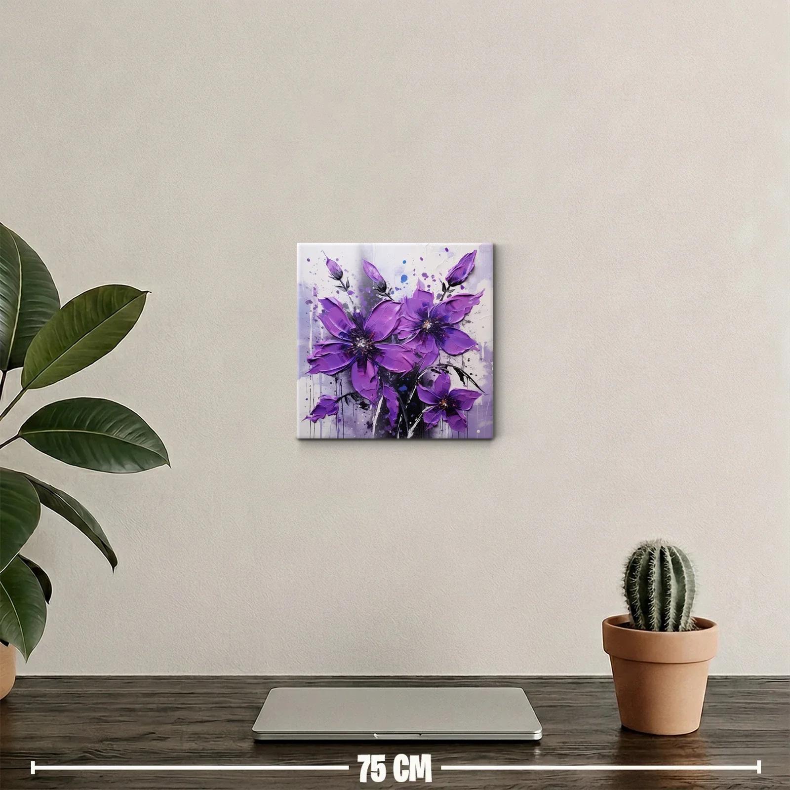 Cuadro floral vibrante con pétalos en tonos morados intensos — miniatura 2
