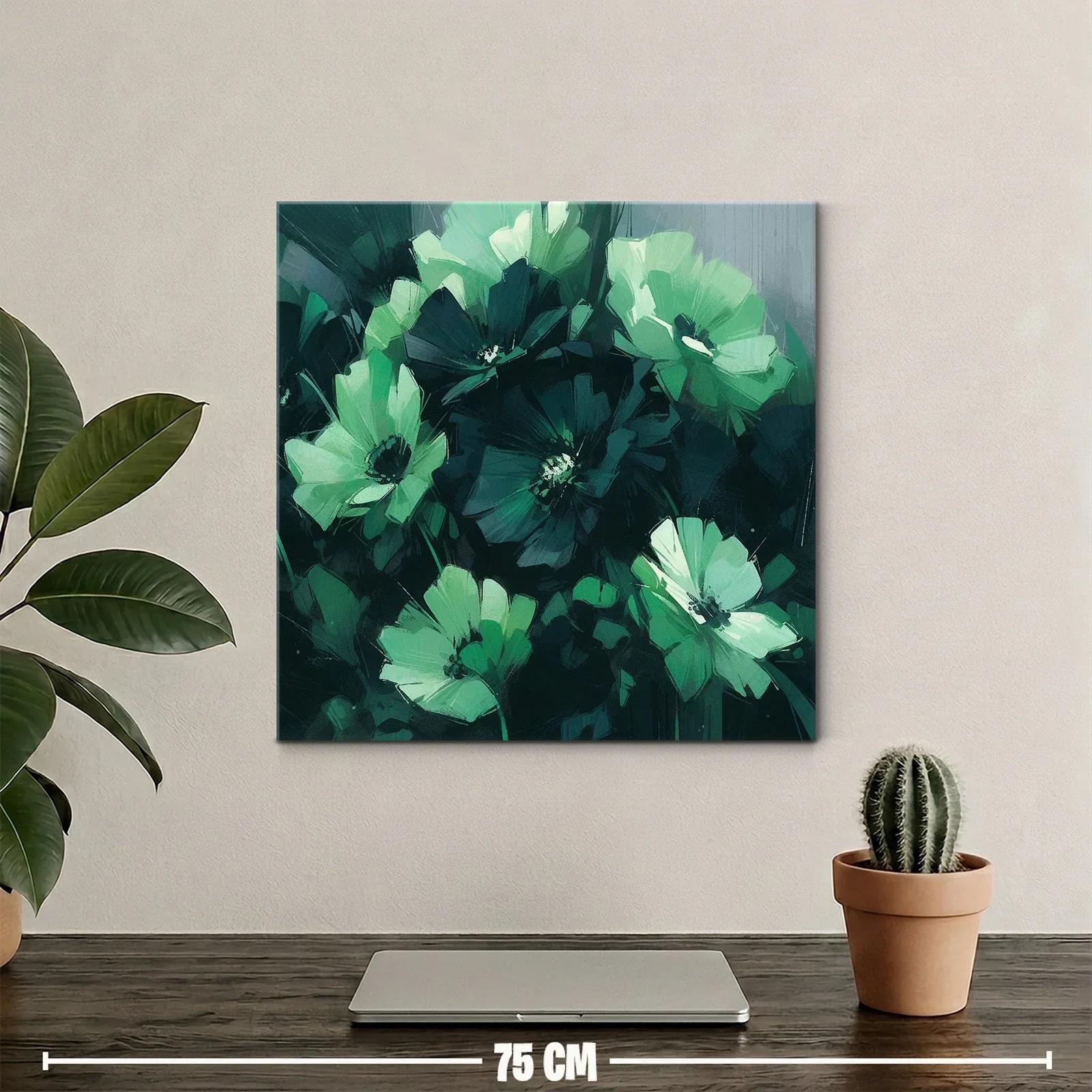Cuadro floral en tonos verdes y azules oscuros — miniatura 2